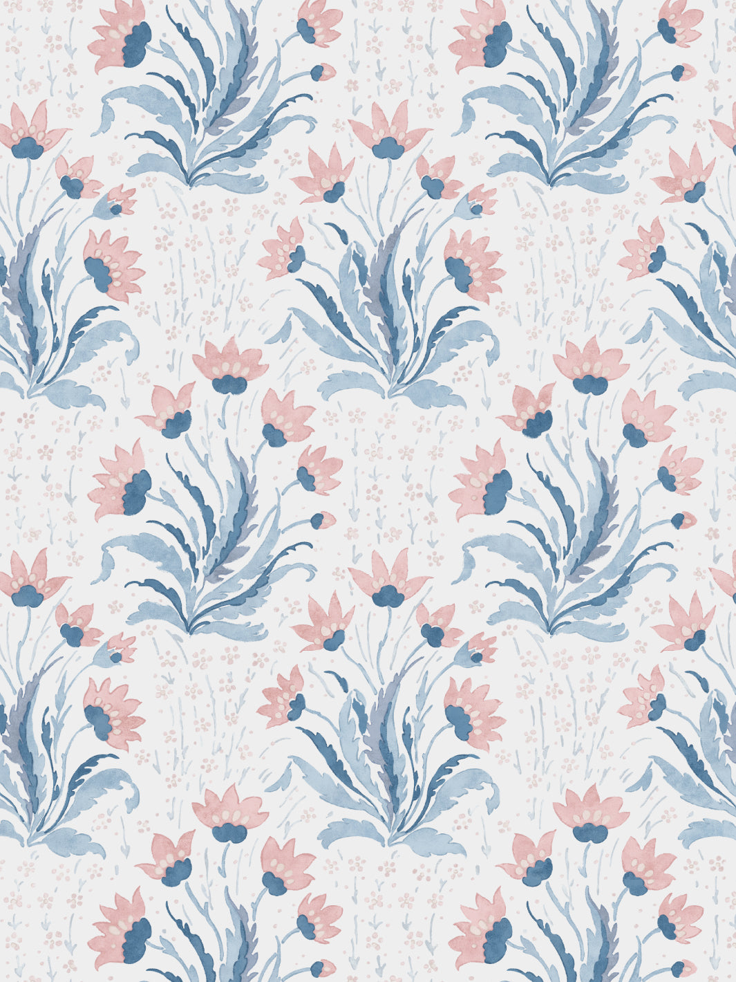 Nathan Turner Hillhouse Floral Multi Wallpaper - Pink & Blue Vintage Floral Design for Bedroom, Living Room & Nursery Decor