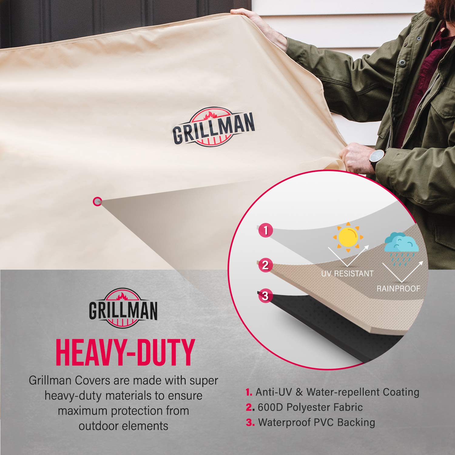 Premium Heavy Duty BBQ Grill Cover - Rip-Proof & Waterproof Outdoor Grill Protector (64