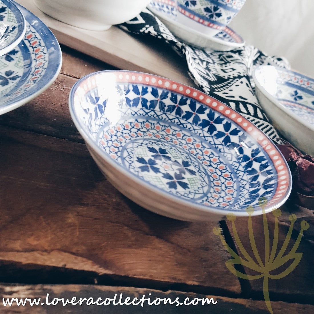 Awasaka Japan Blue Four Leaves Tea & Dinnerware Set - Premium Japanese Ceramic Tableware for Tea & Dining - Perfect for Home, Restaurants & Gifts