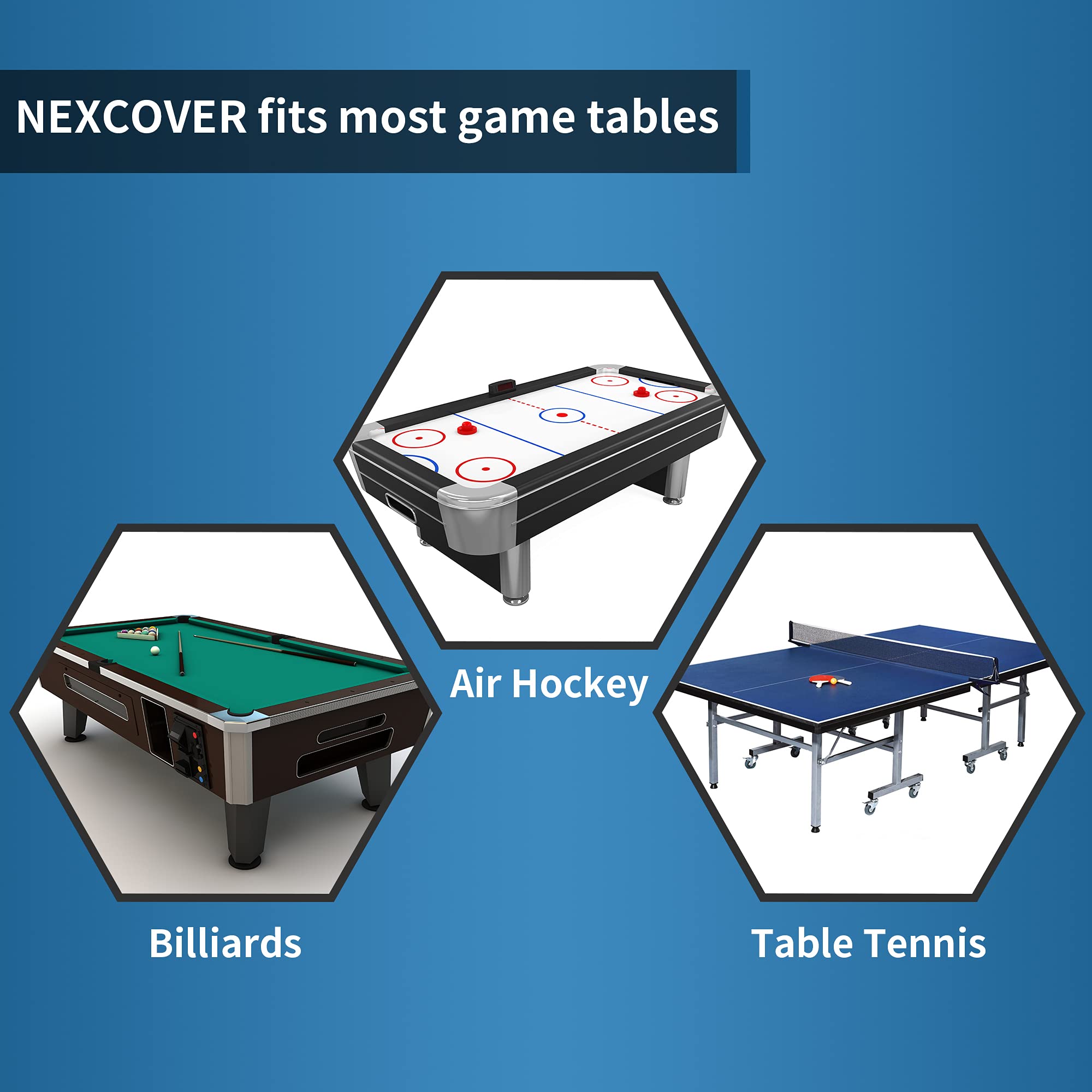 NEXCOVER Leatherette Billiard Pool Table Cover - 8 Foot Heavy Duty Waterproof & Tearproof Table Protector for Indoor/Outdoor Use - Perfect for Home Game Rooms, Bars, and Pool Halls - Black