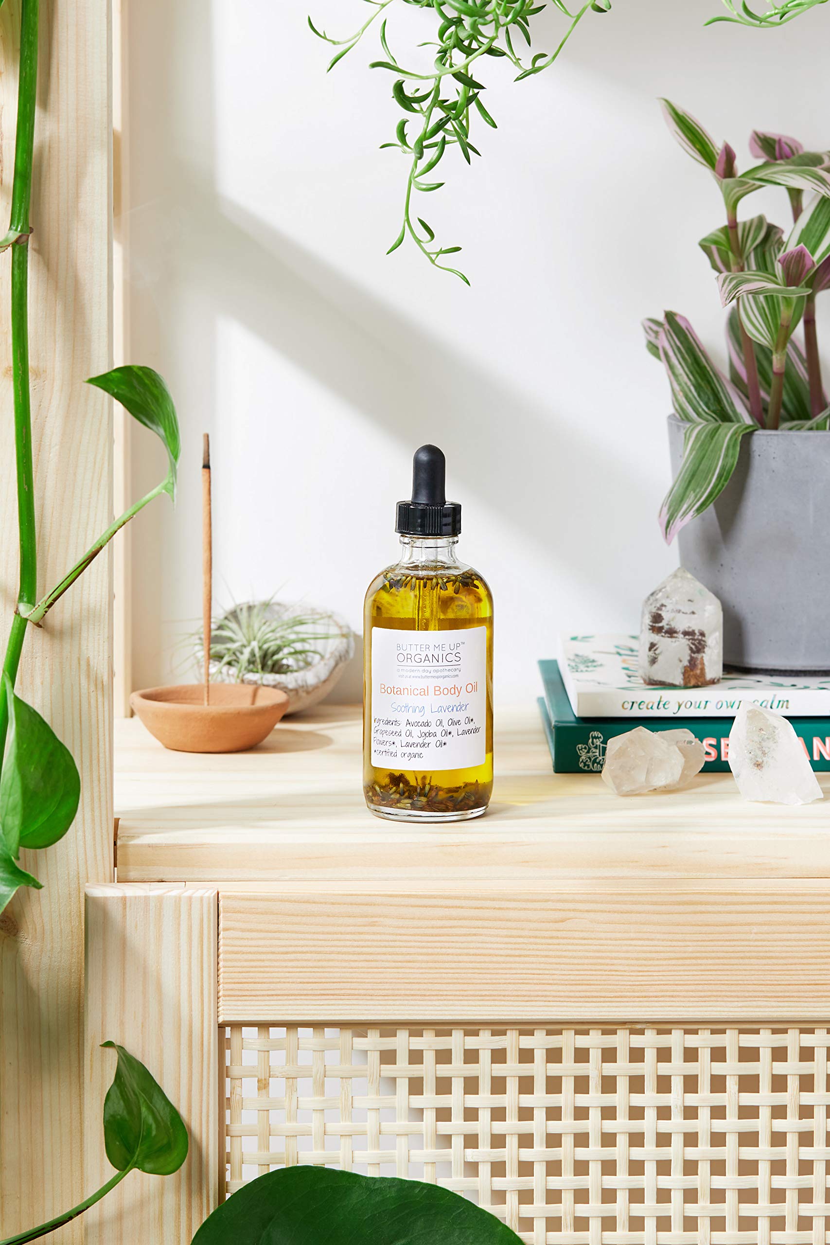 Organic Lavender Botanical Body Oil - Hydrating Moisturizer for Dry Skin | BOTANICAL COLLECTION by Butter Me Up Organics | Perfect for Massage, Aromatherapy & Nighttime Skincare Routine