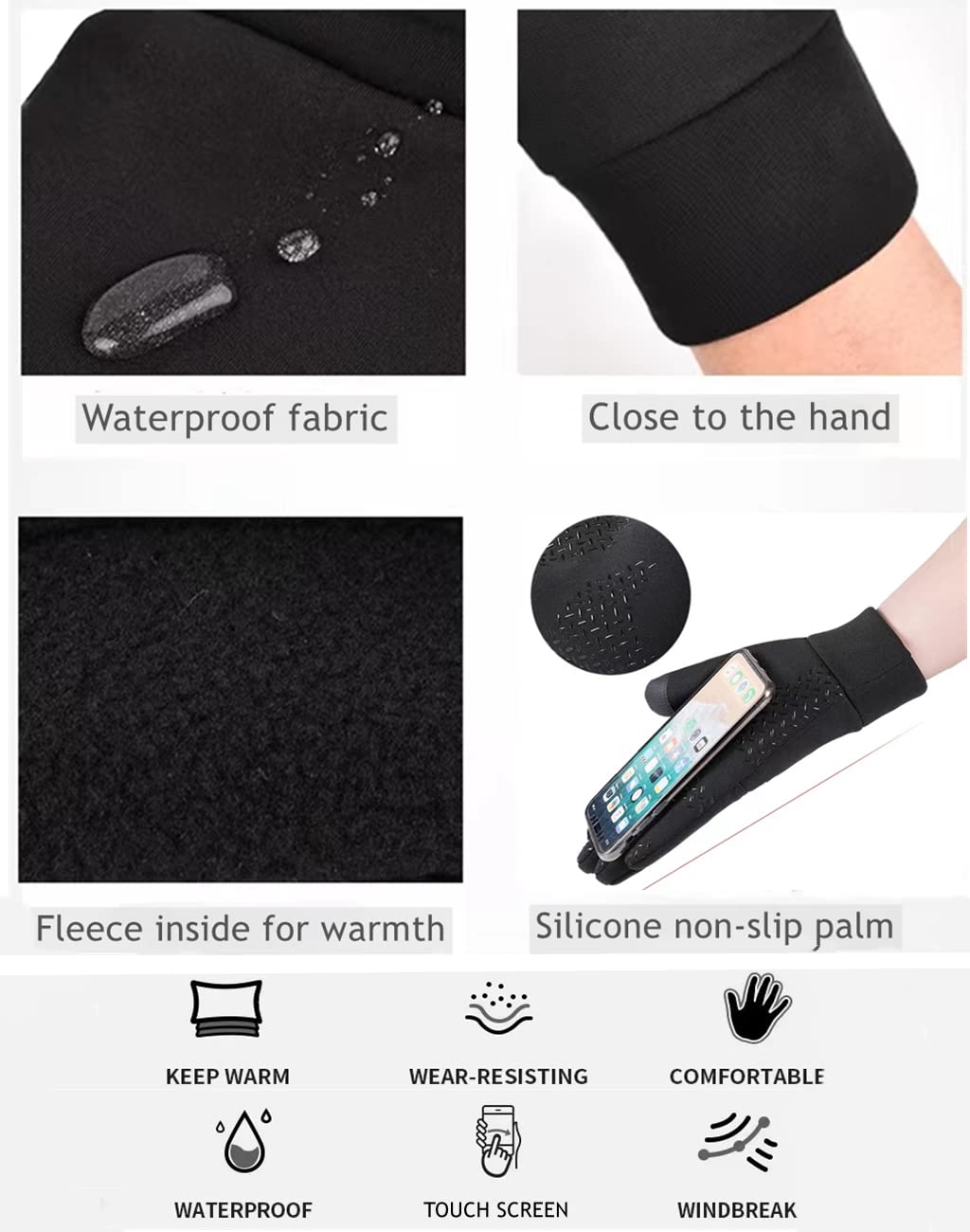 SOLO ACTFIT Winter Gloves - Touchscreen Compatible, Waterproof, Windproof, Anti-Slip Cycling Gloves for Men & Women - Ideal for Biking, Running, Driving, Climbing, and Skiing