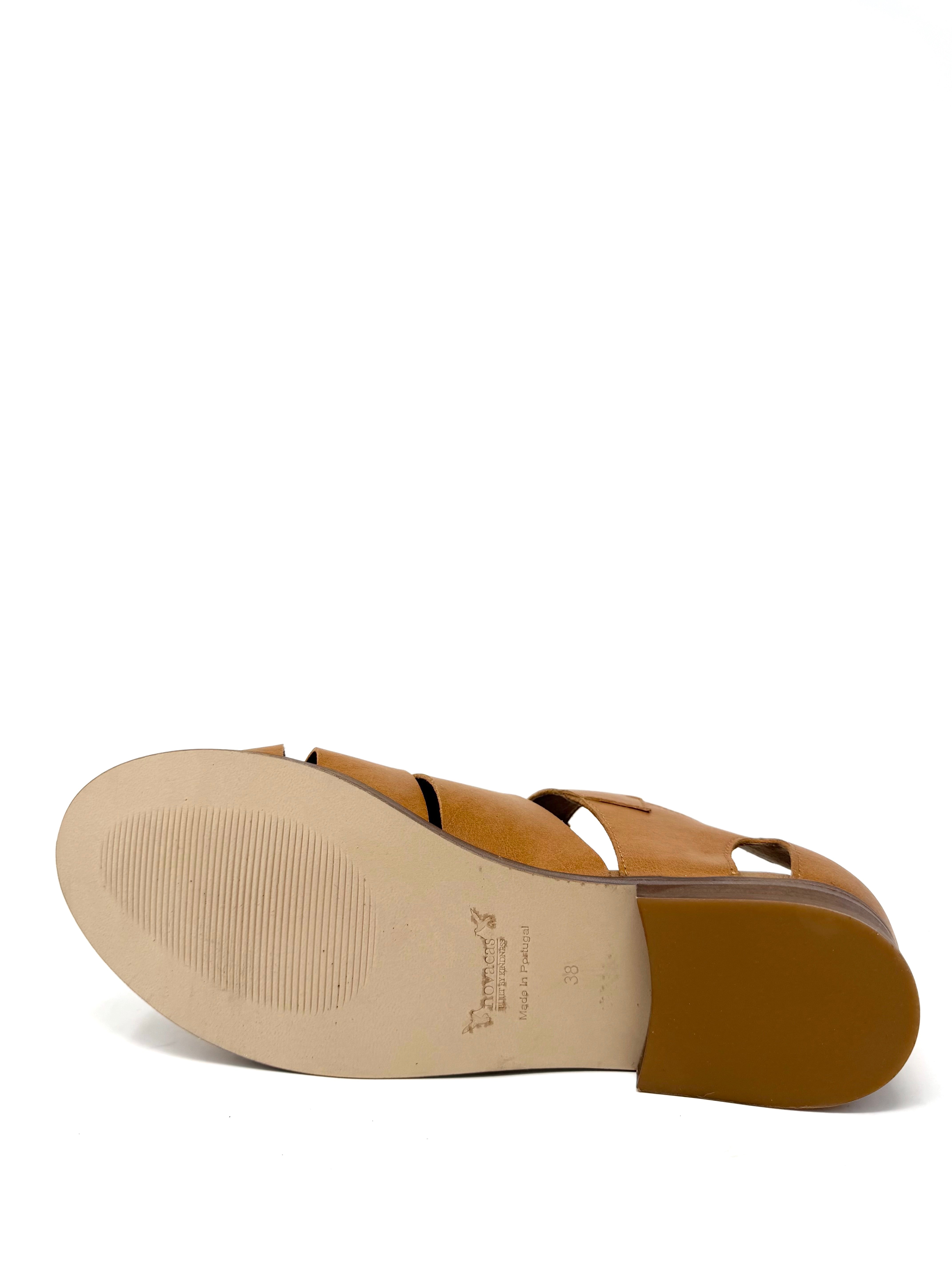 Novacas Women's Courtney Camel Leather Sandals - Comfortable & Stylish Casual Summer Shoes for Walking, Beach, and Outdoor Activities