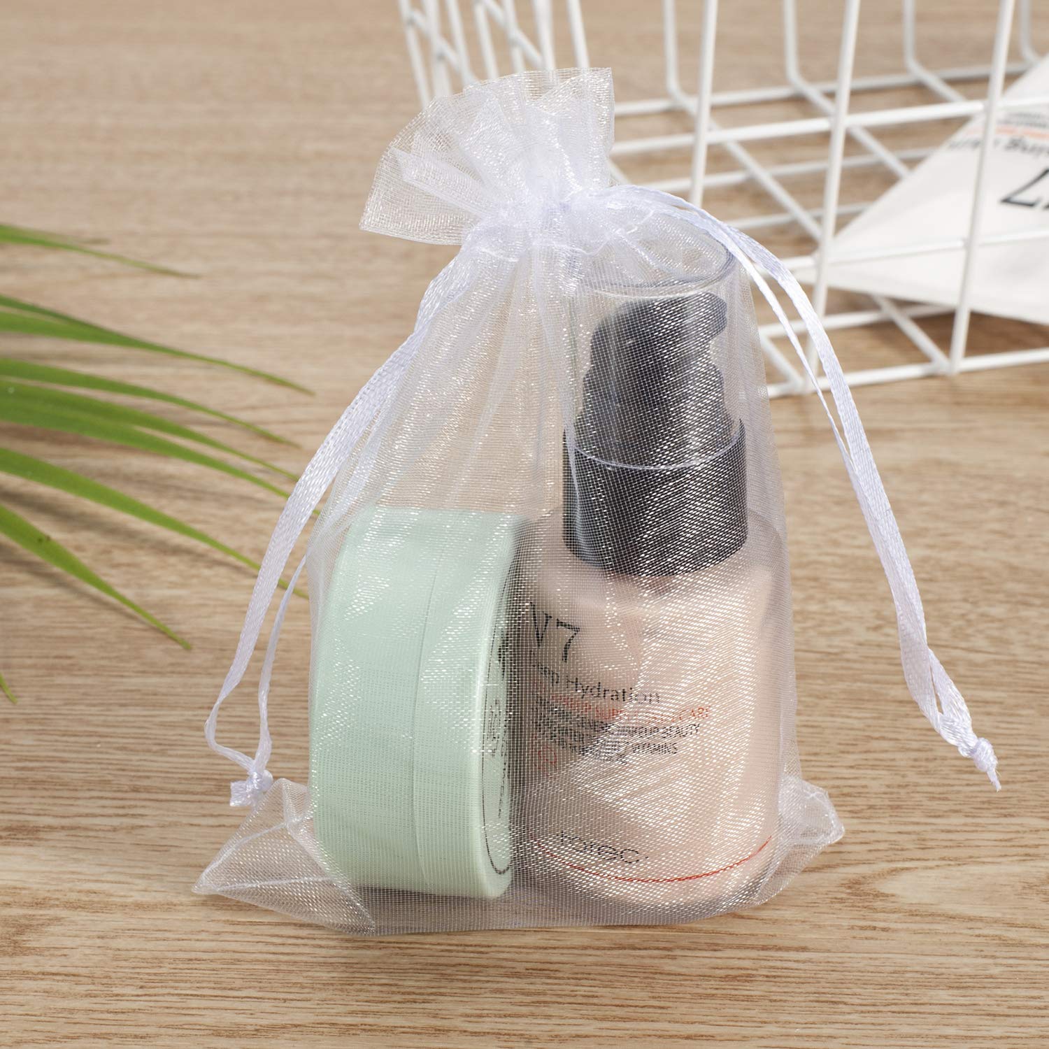 100pcs White Organza Bags 2x3 inch - Sheer Drawstring Gift Bags for Jewelry, Wedding Favors, Party & Christmas - Mini Mesh Pouches for Earrings, Candies & Small Gifts - Perfect for Bridal Showers, Baby Showers & Birthday Party Decorations