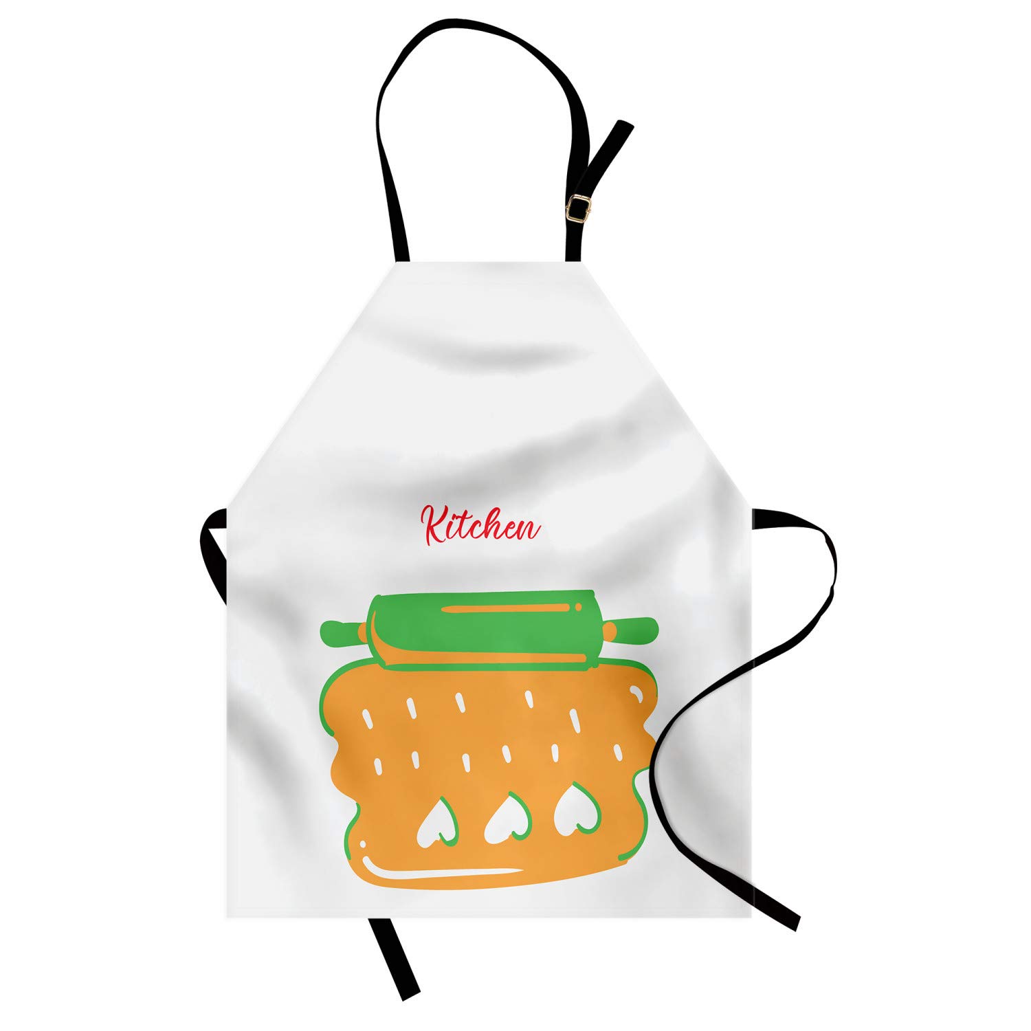 Ambesonne Personalized Chef Apron - Unisex Kitchen Bib with Adjustable Neck, Cartoon Baking Design & Colorful Rolling Pin Dough Motif - Perfect for Cooking, Baking & BBQ - Adult Size (Marigold Pearl)