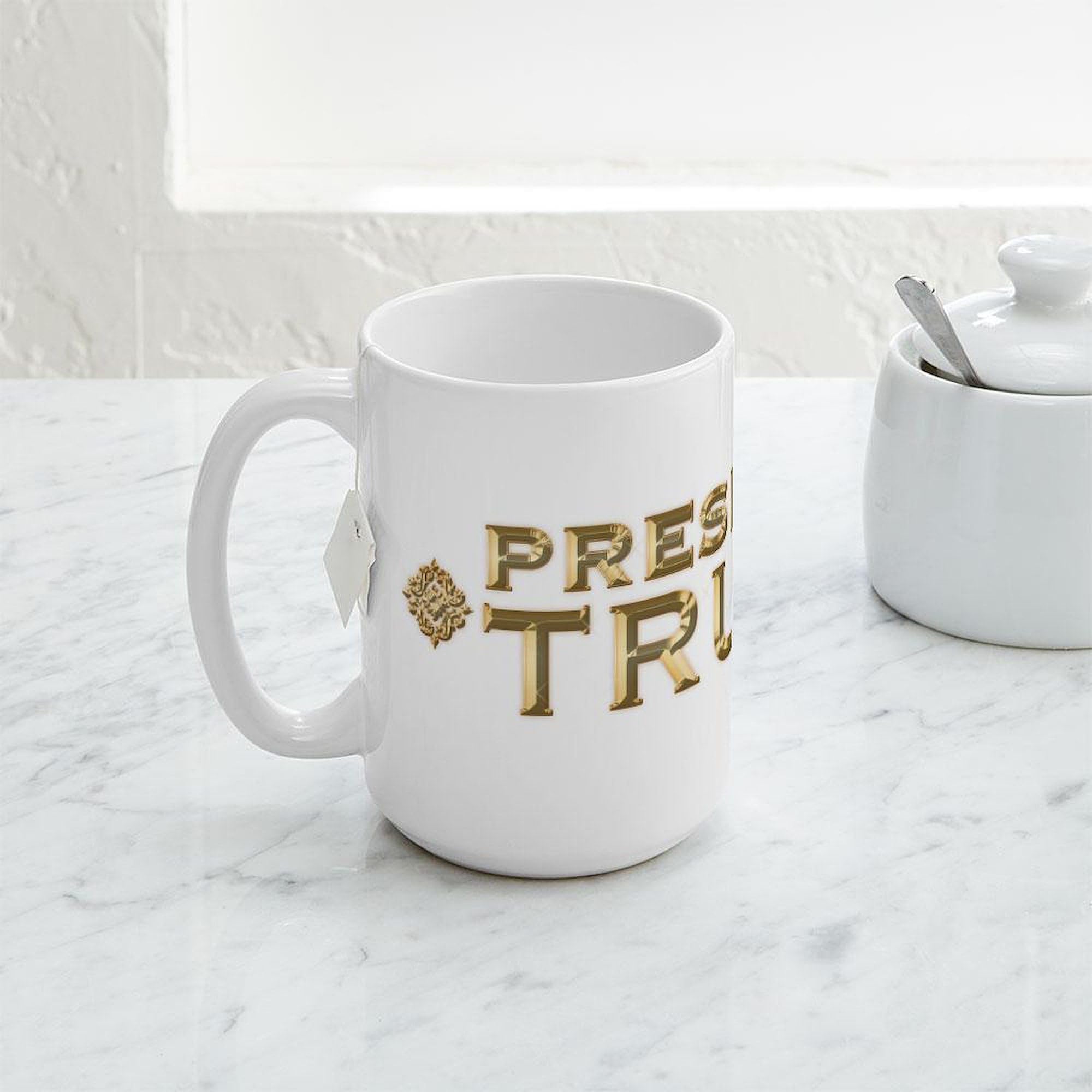 President Trump 15 oz (444 ml) Ceramic Coffee Mug - White - Perfect for Tea, Coffee & Office Use - Great Gift for Conservatives & Political Supporters
