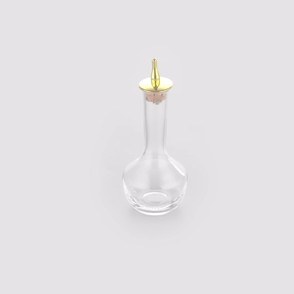 Premium 4 oz Glass Bitters Bottle - Modern Bar Lux Design with Gold Plated Dasher - 5.75