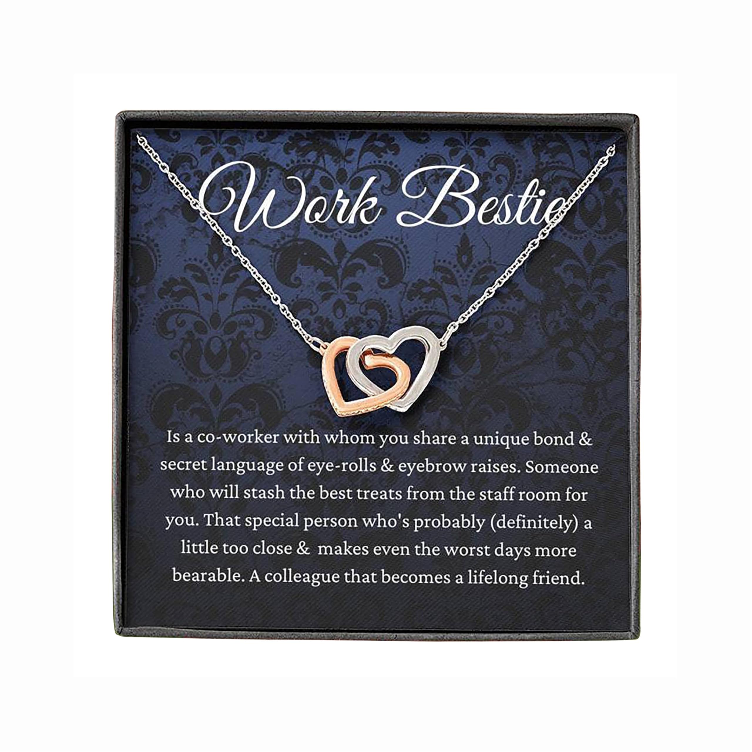 Personalized Heart Necklace - Handmade Jewelry Gift for Best Friend & Coworker | Work Bestie, Leaving Gift