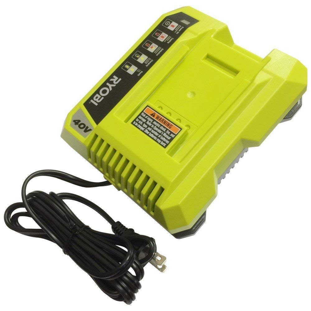 Ryobi OP401 40V Lithium-Ion Battery Fast Charger for Lawn Mowers, Leaf Blowers & Power Tools | Quick Charge & Overheat Protection | Perfect for Home & Garden Maintenance