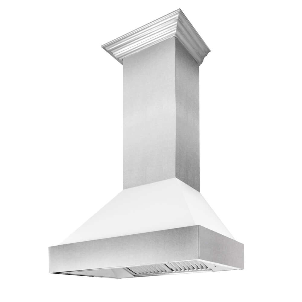 ZLINE 30-inch Professional Dual Fuel Range with Satin Stainless Steel Finish & Matte White Door - Convertible Vent Hood Included for Modern Kitchens | Perfect for Home Chefs & Entertaining