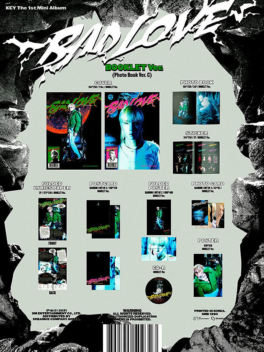 SHINEE KEY BAD LOVE 1st Mini Album [A+B Version] - 2CDs, 2Photo Books, Posters, Stickers & Collectibles Set | K-Pop Merchandise for Fans, Gift Idea for SHINEE Lovers, Perfect for Display & Collection
