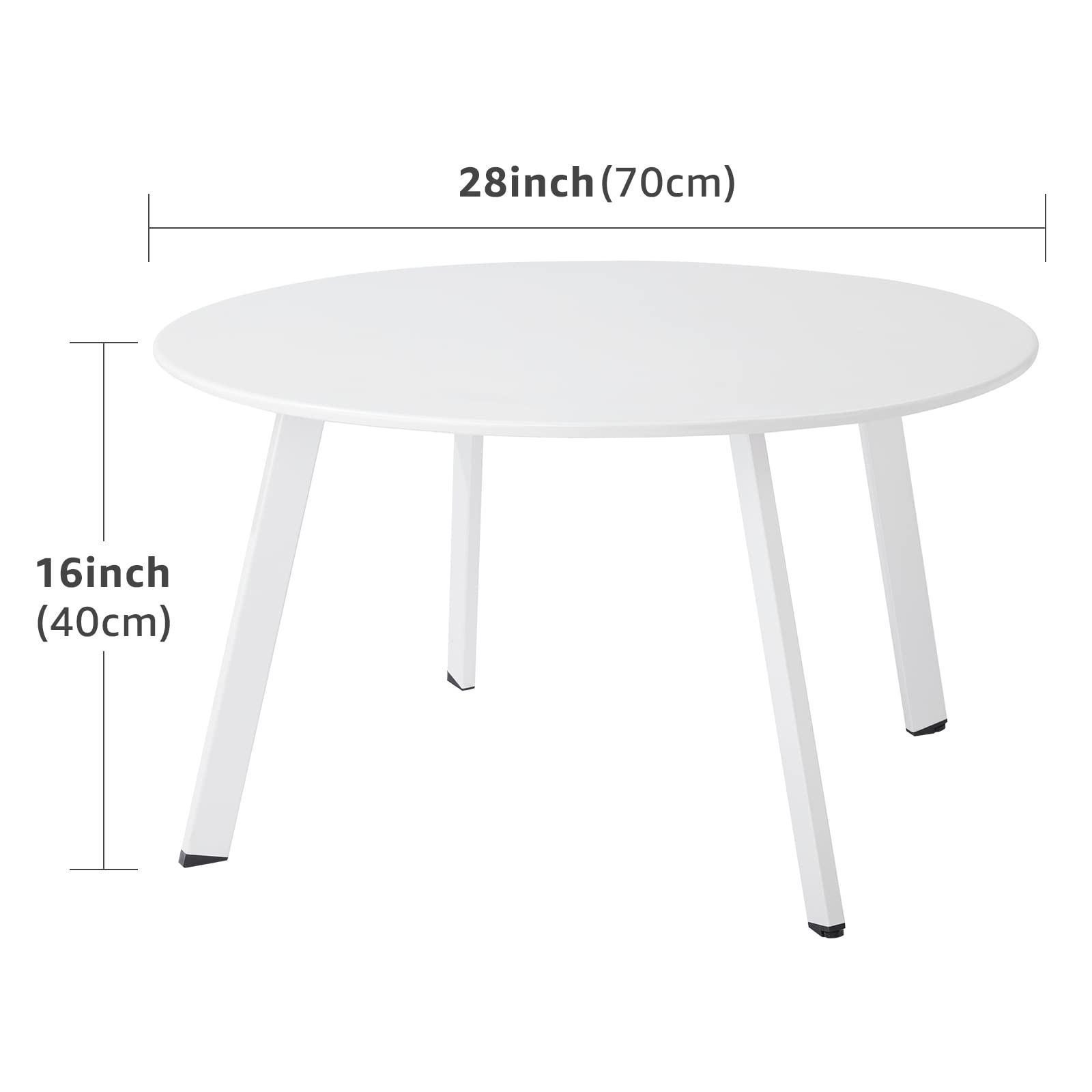 Weather-Resistant White Metal Steel Round Outdoor Coffee Table - Rustproof Patio Furniture for Garden, Deck, and Poolside Relaxation