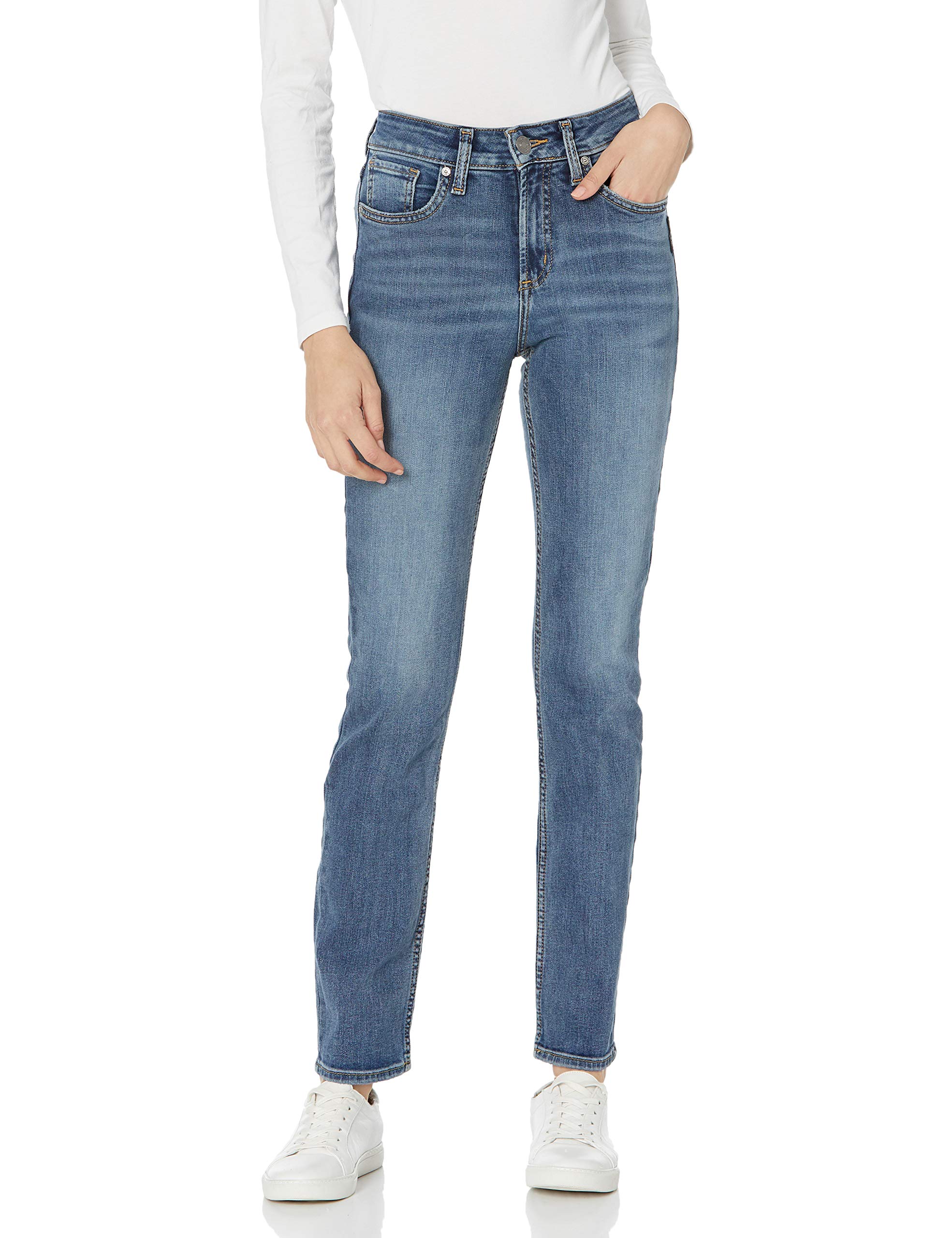 Silver Jeans Co. Women's Avery High Rise Straight Leg Jeans - Comfortable Stretch Denim Pants for Casual Wear & Everyday Outfits | Perfect for Work, Dating & Weekend Style