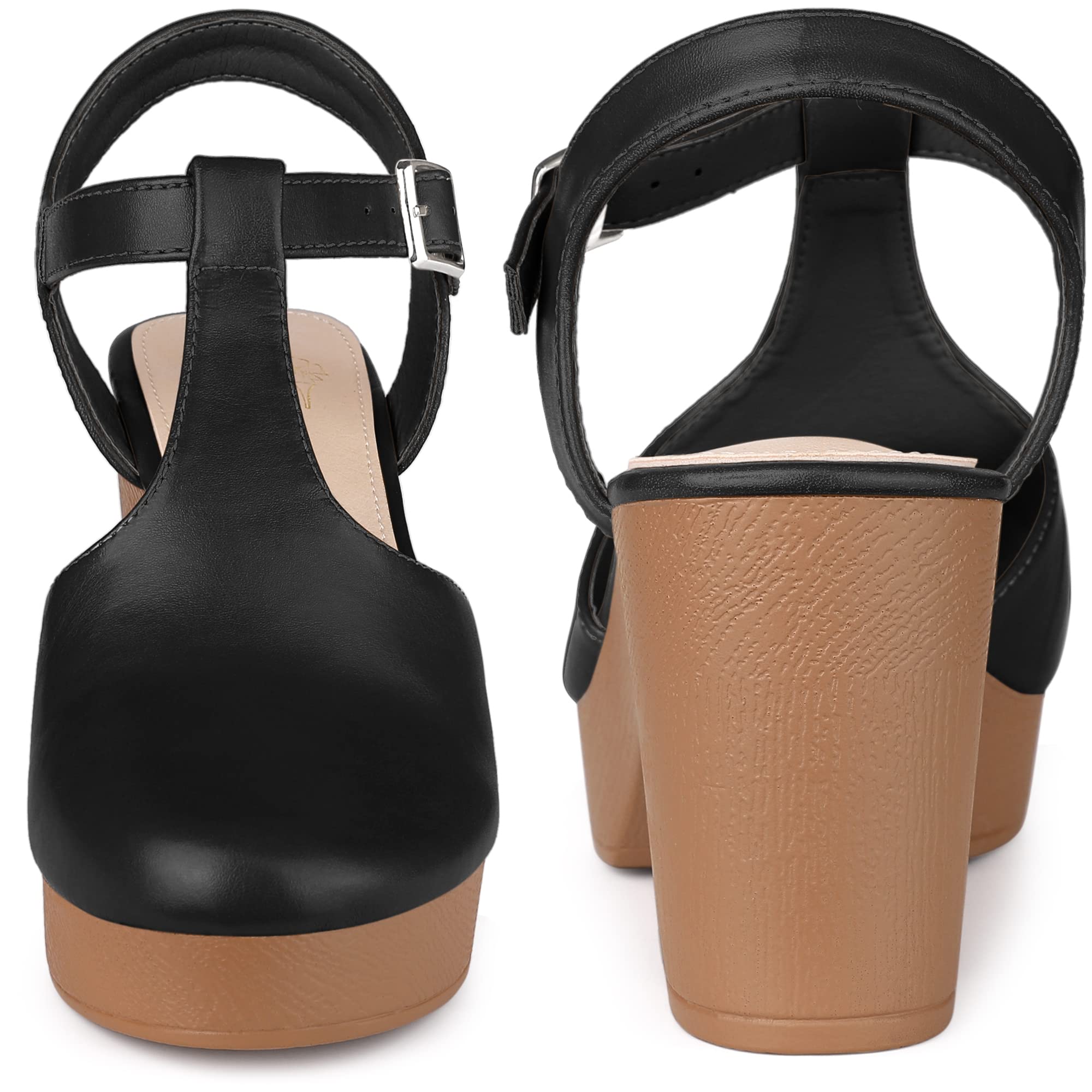 Perphy Women's Platform T-Strap Chunky Heel Mule Sandals - Comfortable & Stylish Summer Shoes for Casual Outings, Beach Wear & Party Occasions
