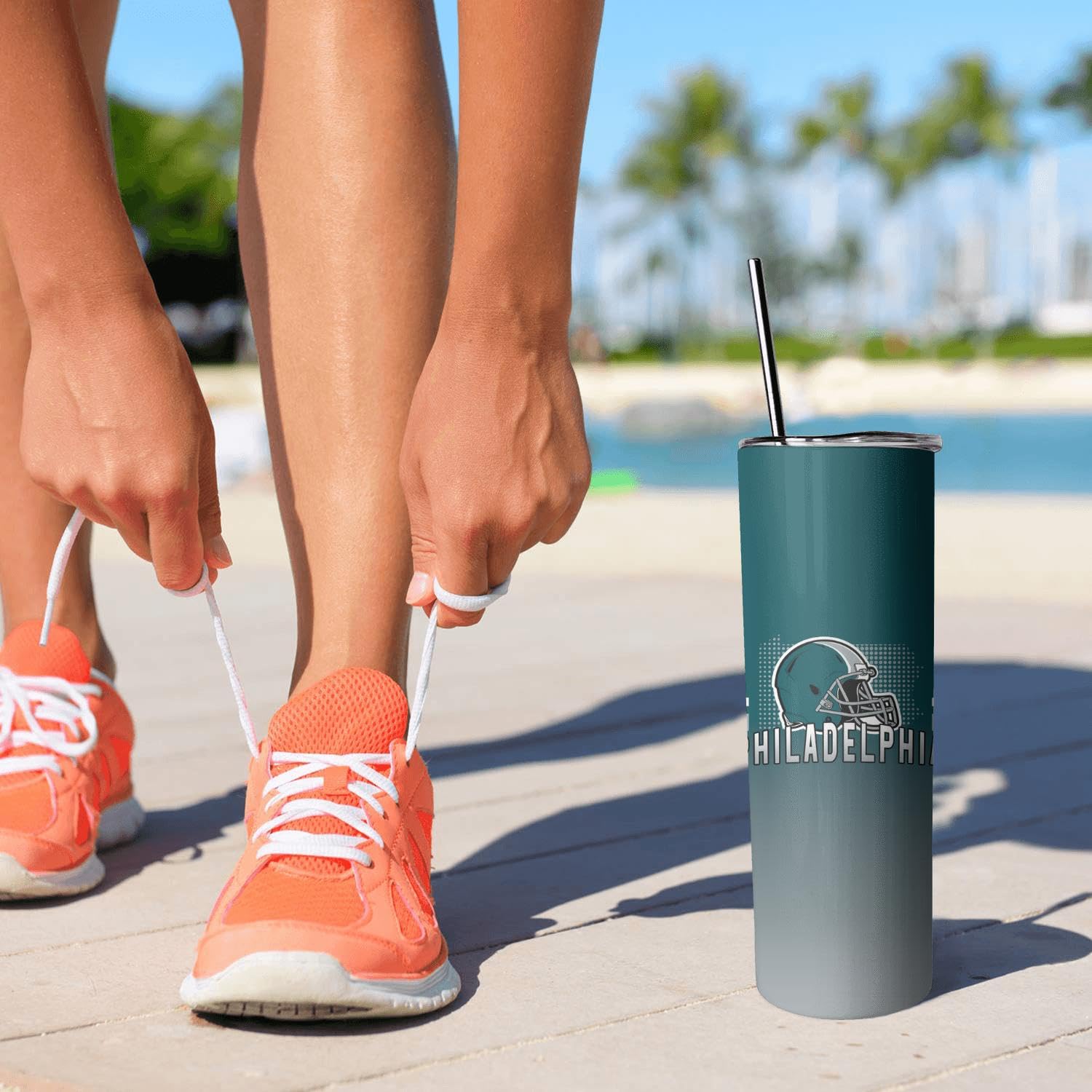 Philadelphia Eagles Insulated 20oz Tumbler with Lid & Straw - Double-Wall Vacuum Stainless Steel Travel Coffee Mug - Keeps Drinks Hot/Cold for 12+ Hours - Perfect for Football Games, Office & Outdoor Activities