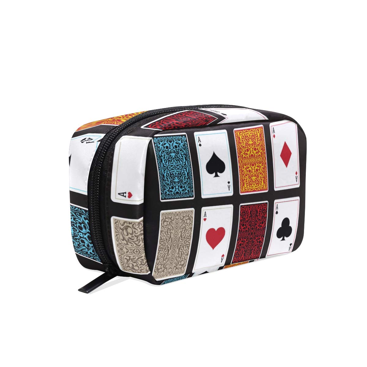 MONTOJ Playing Cards Themed Makeup Pouch - Waterproof Cosmetic Bag with Zipper for Travel, Gym & Daily Essentials Storage