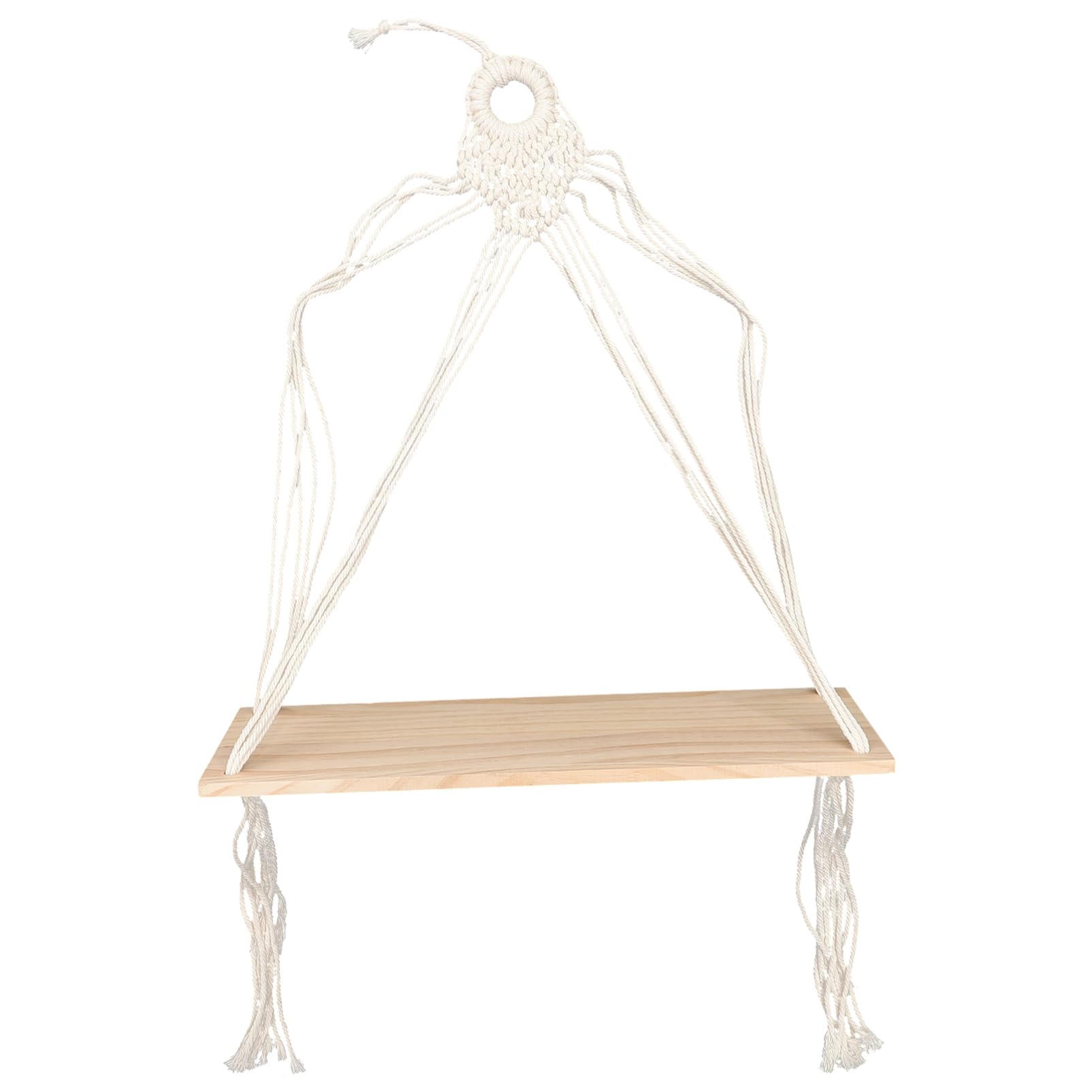 Nordic Style Macrame Wall Hanging Shelf - Handmade Floating Plant Shelf for Home Decor | Perfect for Living Room, Bedroom & Bathroom Organization