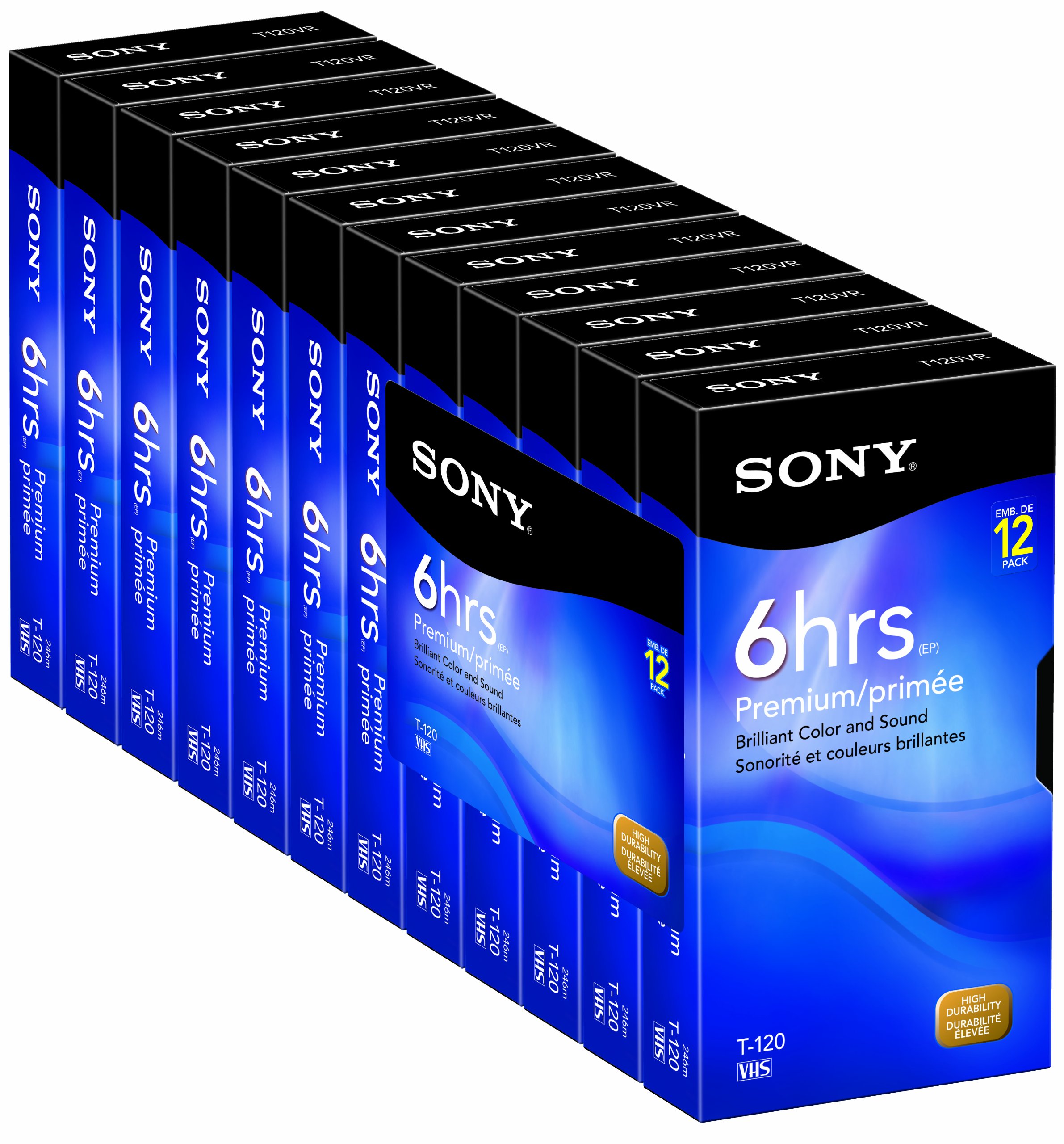 Sony 12T120VR 120-Minute Premium VHS Tapes - 12 Pack High Quality Blank Video Cassettes for Home Movies & Archiving - Perfect for Recording TV Shows, Family Videos & Vintage Media Preservation