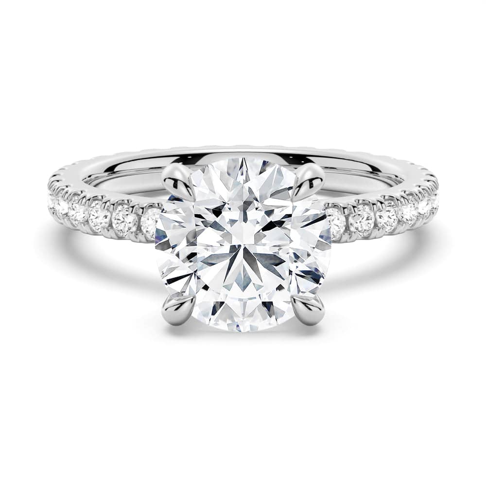Round Moissanite Engagement Ring with Eternity Pave Band - Sparkling Wedding Jewelry for Proposals, Anniversaries & Special Occasions