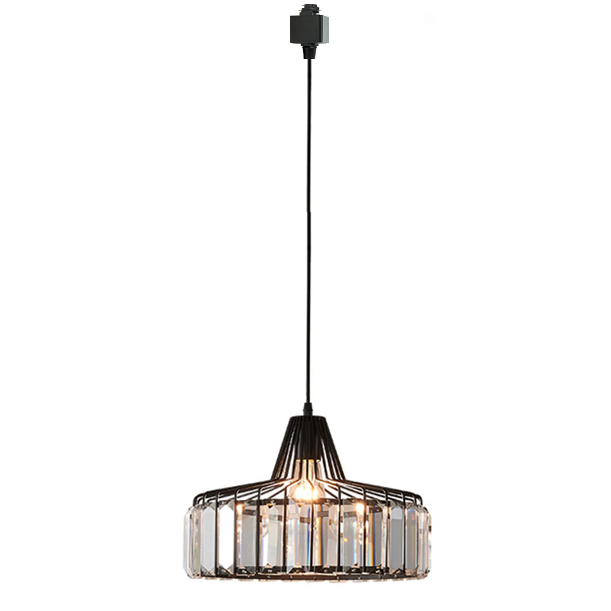 Dimmable Circular Pendant Light - H-Type Track Mount Crystal Pendant Lighting for Industrial Vintage Decor | Customizable H Track Light Fixture (11.8 Inch) | Perfect for Kitchen Islands, Dining Rooms & Commercial Spaces