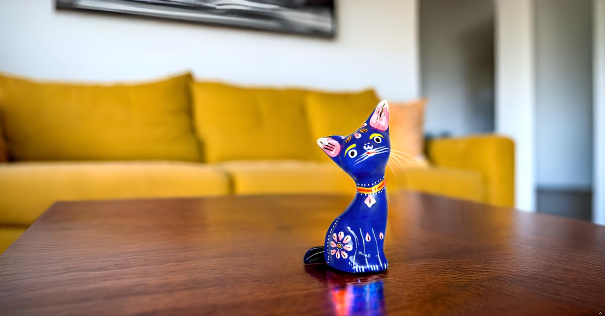 ETROVES Handmade 4 Inch Metal Cat Figurine Statue - Cute Collectible Cat Lover Gift for Women - Desk & Shelf Decor for Home & Office - Perfect for Cat-Themed Decorations, Birthday Gifts & Workspace Accents
