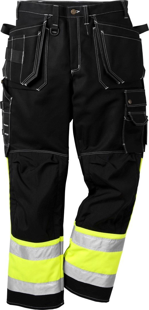 Fristads Kansas 100279 High Visibility Work Trousers - Reflective Safety Pants for Construction, Road Work & Outdoor Labor - ANSI Compliant for Enhanced Visibility