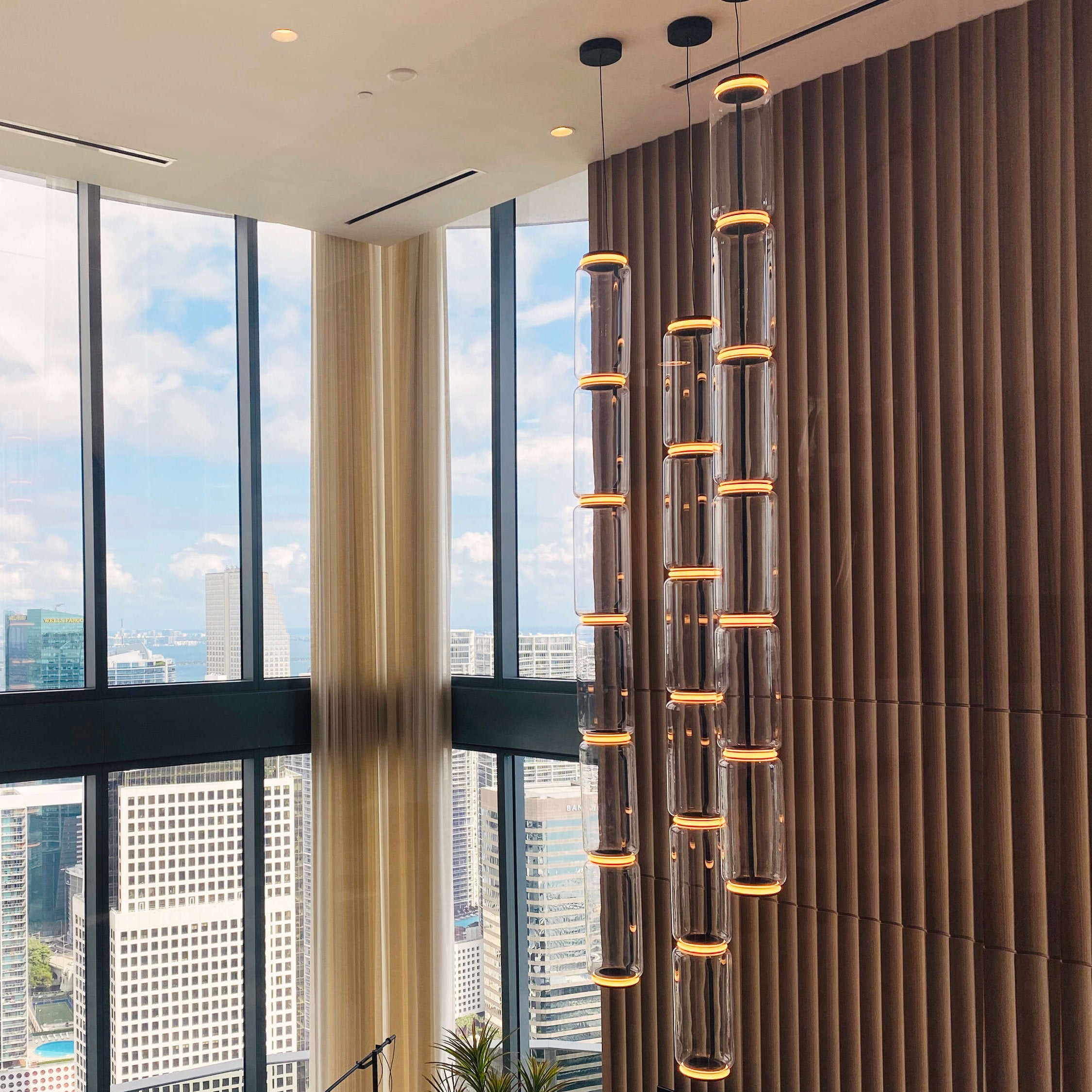 Modern Cylindrical Glass Pendant Light Fixture - Sleek Hanging Chandelier for Kitchen Island, Dining Room & Bedroom Lighting Decor