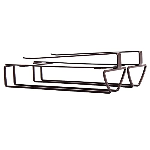Sturdy Under Cabinet Wine Glass Holder Rack - 2-Tier Stemware Organizer with No Nails Installation for Kitchen, Home Bar & Restaurant - Durable Iron Construction - Perfect for Storing Red Wine Glasses, Champagne Flutes & Cocktail Cups