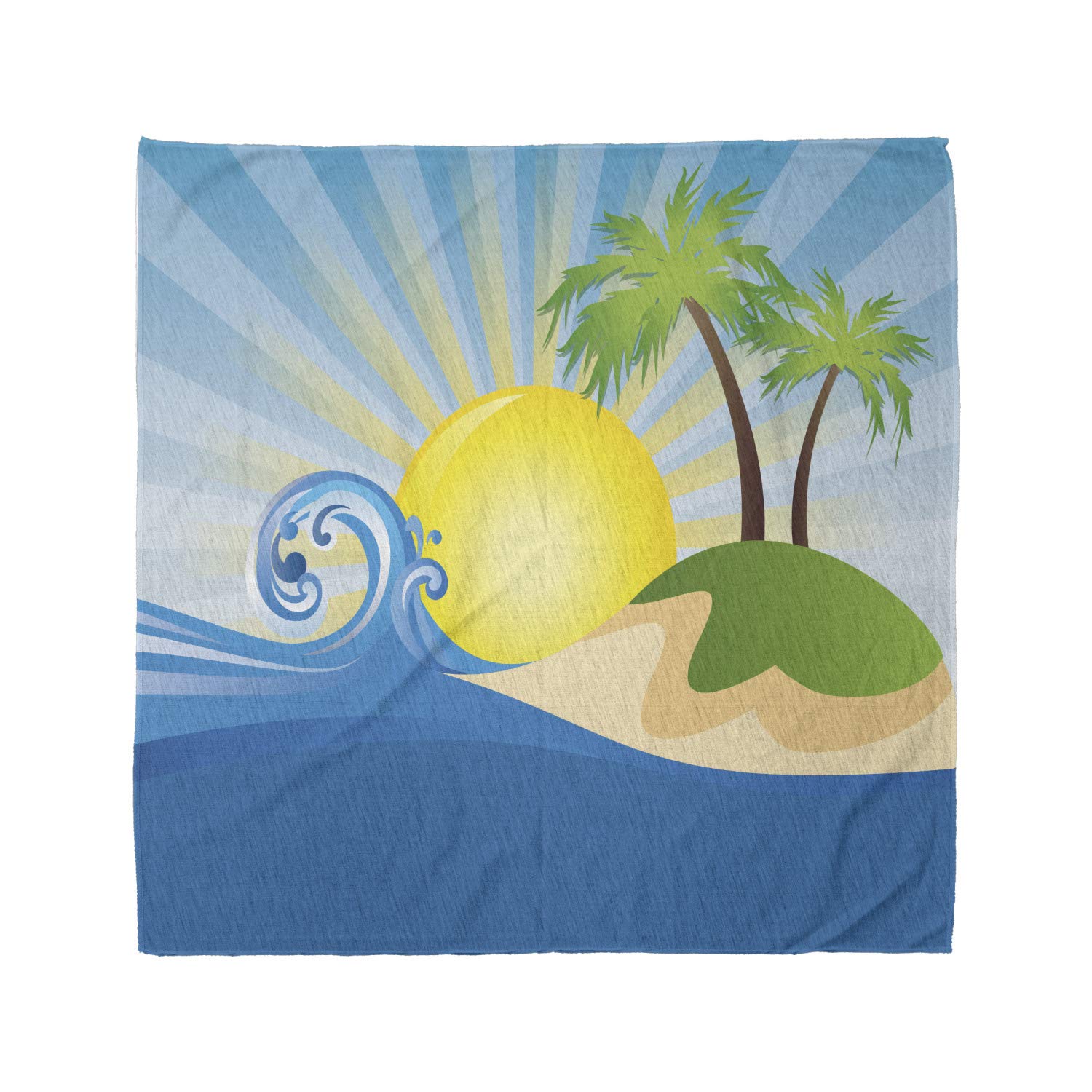 Ambesonne Tropical Island Sun Rays Beach Bandana - Unisex Head & Neck Scarf for Summer, Travel, Hiking & Outdoor Activities