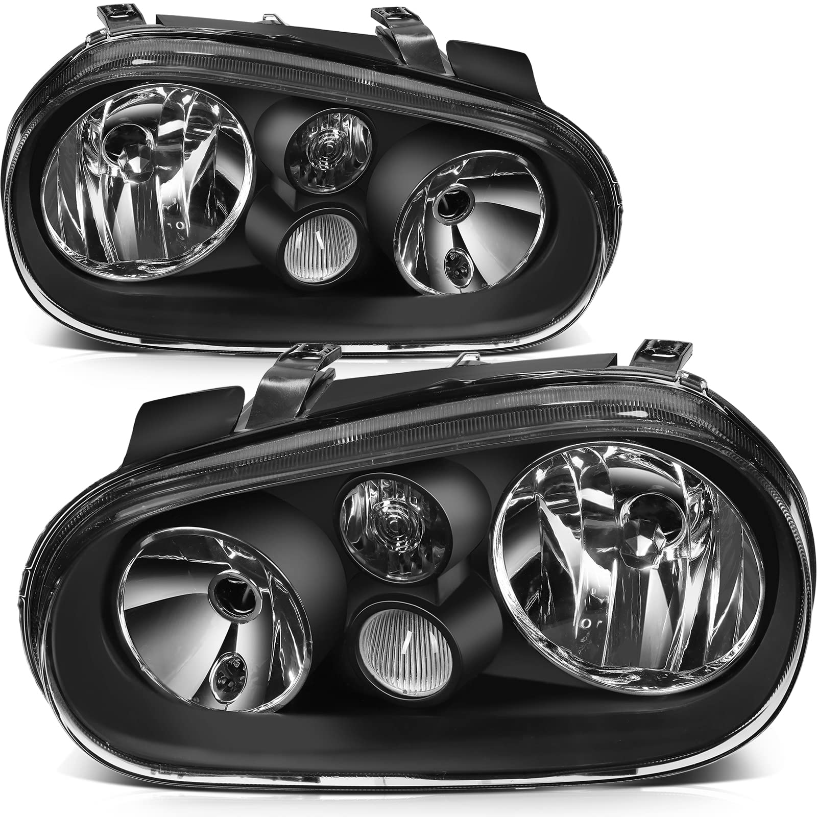 SCITOO Pair Headlight Assembly Compatible with Volkswagen Cabrio 1999-2002 & Golf 1999-2006 - Replacement Part 1J0941018C 1J0941017G (Bulbs Not Included) - Perfect for Night Driving & Car Restoration Projects