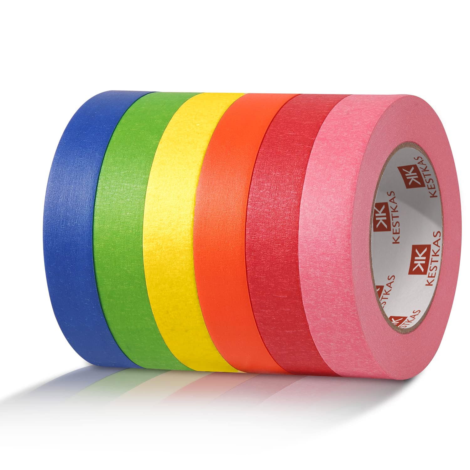 KESTKAS 1inch x 984ft Colorful Masking Tape Set - 6 Vibrant Colors, Residue-Free Painters Tape for Walls, Crafts & DIY Projects | Perfect for Home Decor, Scrapbooking & Office Organization