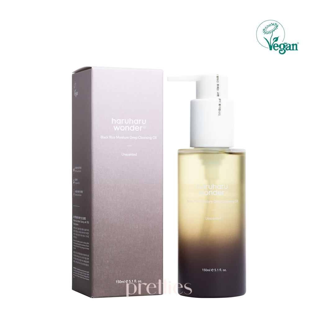 Haruharu Wonder Black Rice Moisture Deep Cleansing Oil 150ml - Korean Skincare for Dry & Sensitive Skin - Perfect for Makeup Removal & Double Cleansing Routine