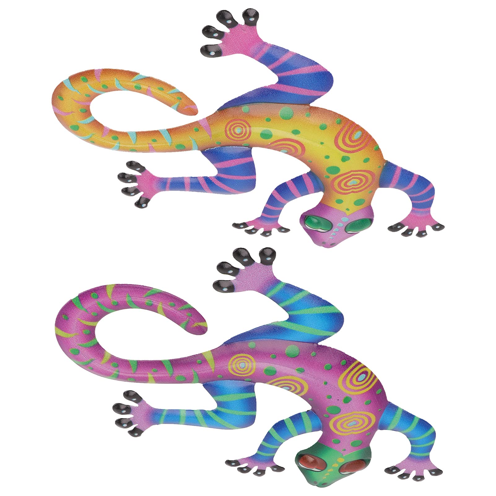 GANAZONO 2-Piece Metal Gecko Wall Art - Large Outdoor Hanging Lizard Sculpture for Home, Bedroom, Yard, Fence & Kitchen Decor | Durable Weather-Resistant Garden & Patio Decoration