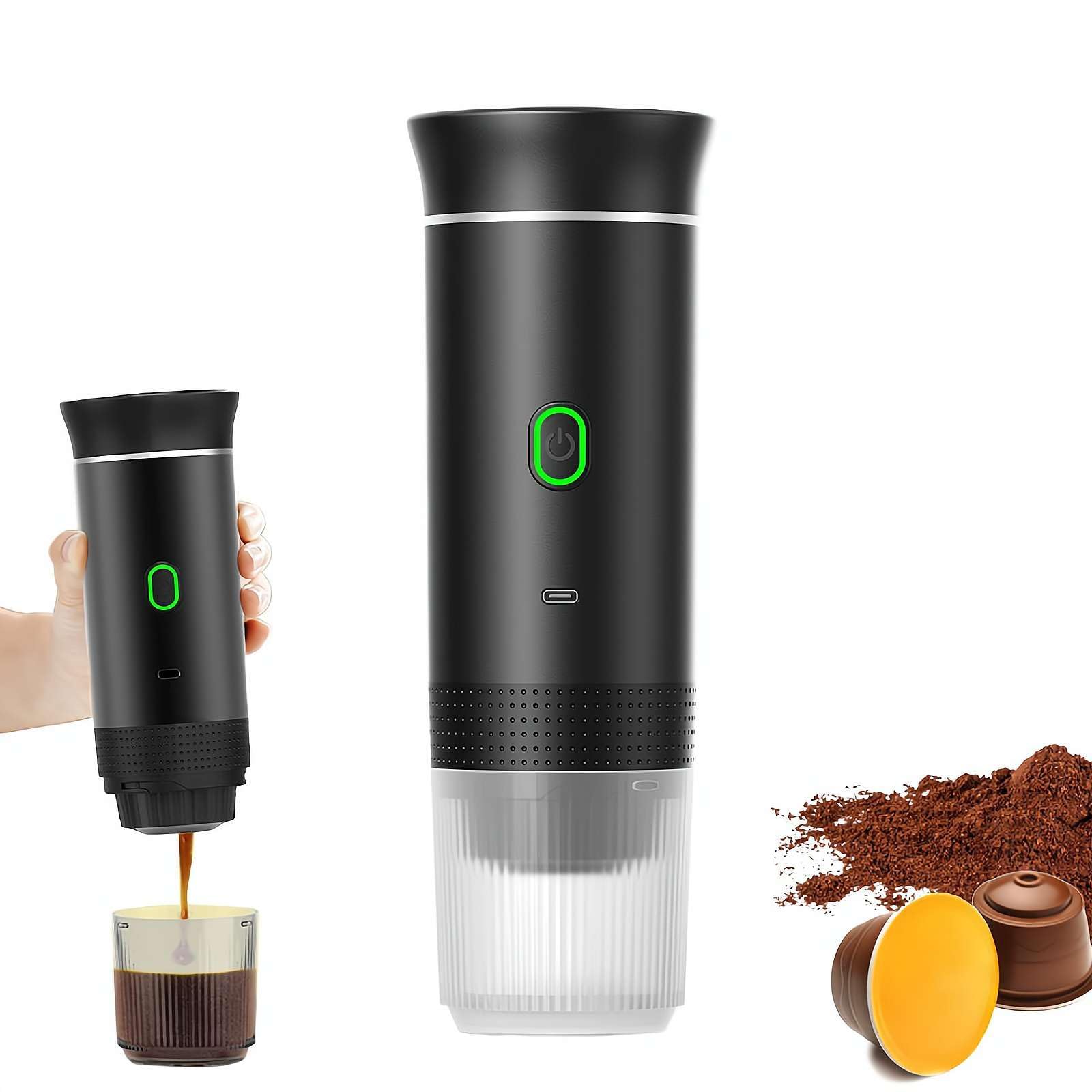 12V Portable Espresso Machine - Fast Heating Electric Coffee Maker for Car, Camping & Travel | Compact 3-in-1 Self-Heating Coffee Machine | Perfect for Road Trips, Hiking, RV & Office Use