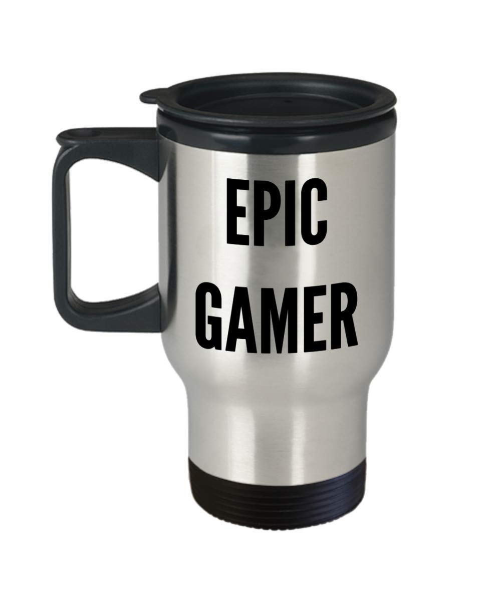 Epic 14oz Gamer Travel Mug - Insulated Coffee Cup for Gamers with Lid - Perfect for Gaming Sessions, Work, and Travel