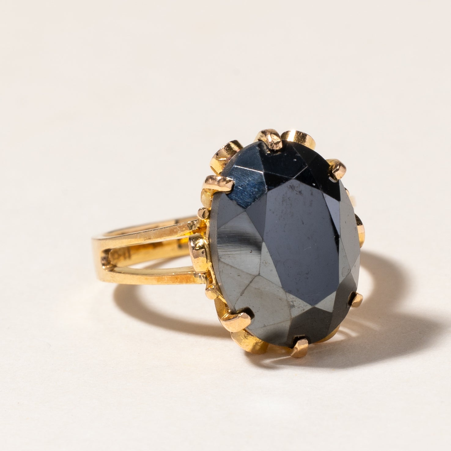 Elegant 6.85ct Oval Cut Hematite Cocktail Ring - Size 6 | Vintage Inspired Silver Jewelry for Women | Perfect for Evening Parties, Weddings & Special Occasions