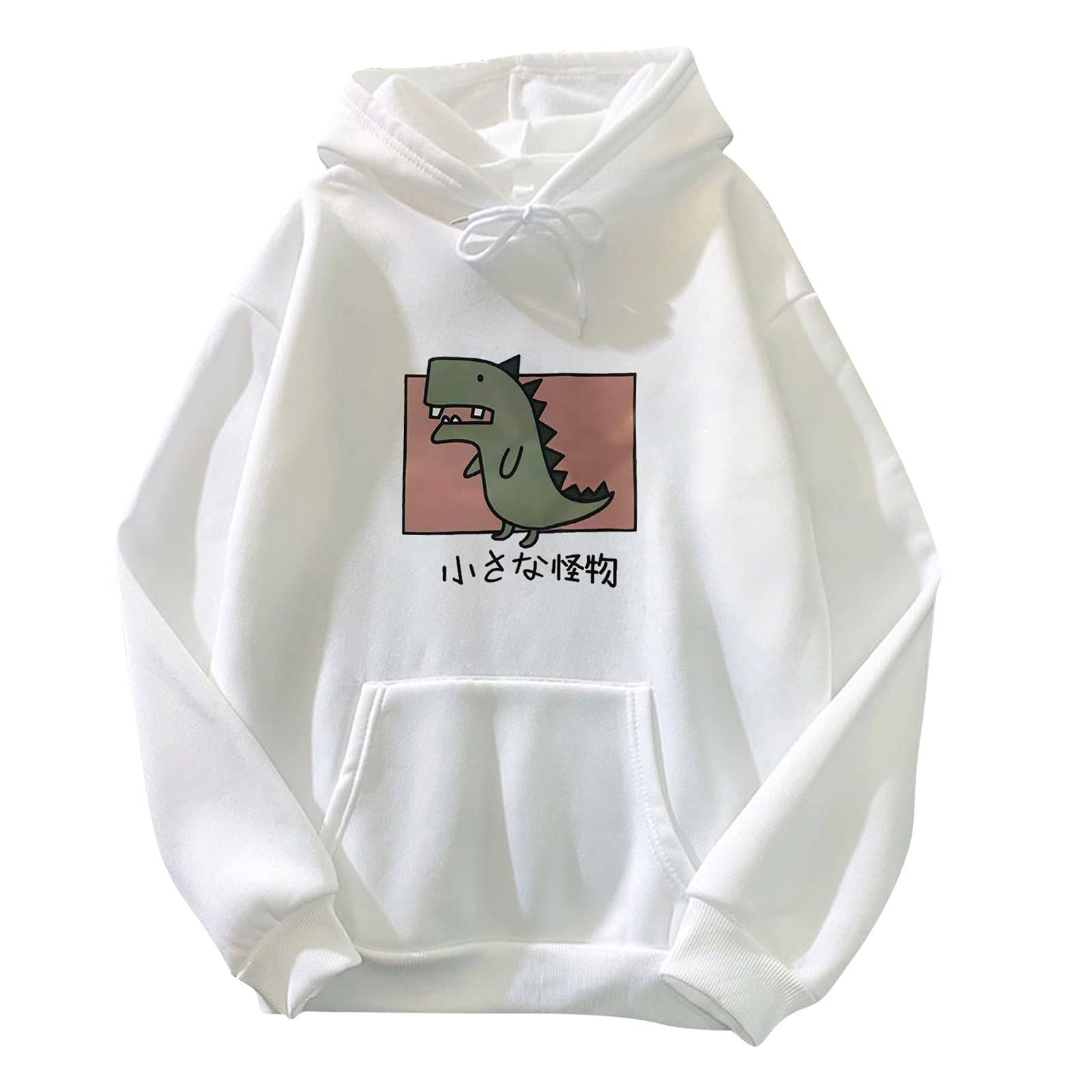 DIOMOR Women's Print Long Sleeve Hooded Sweatshirt - Solid Color Thick Fleece Hoodie with Pocket (Black) | Casual Wear, Street Fashion & Winter Outfits