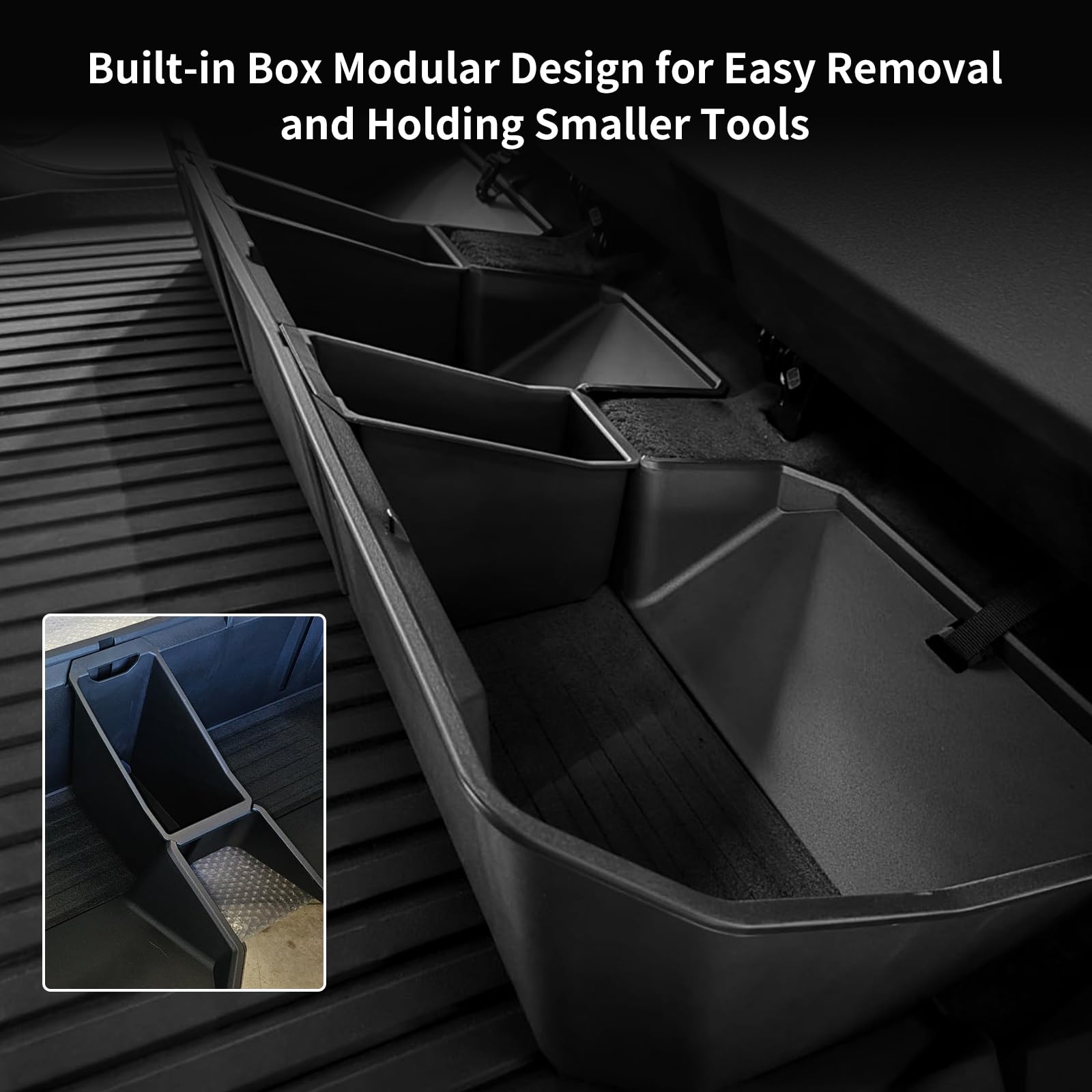 Tesla Cybertruck Rear Under Seat Storage Bin - Hidden Underseat Organizer for 2024 Cybertruck Accessories | Interior Storage Box for Tools, Emergency Kits & Car Essentials | Perfect for Road Trips & Outdoor Adventures