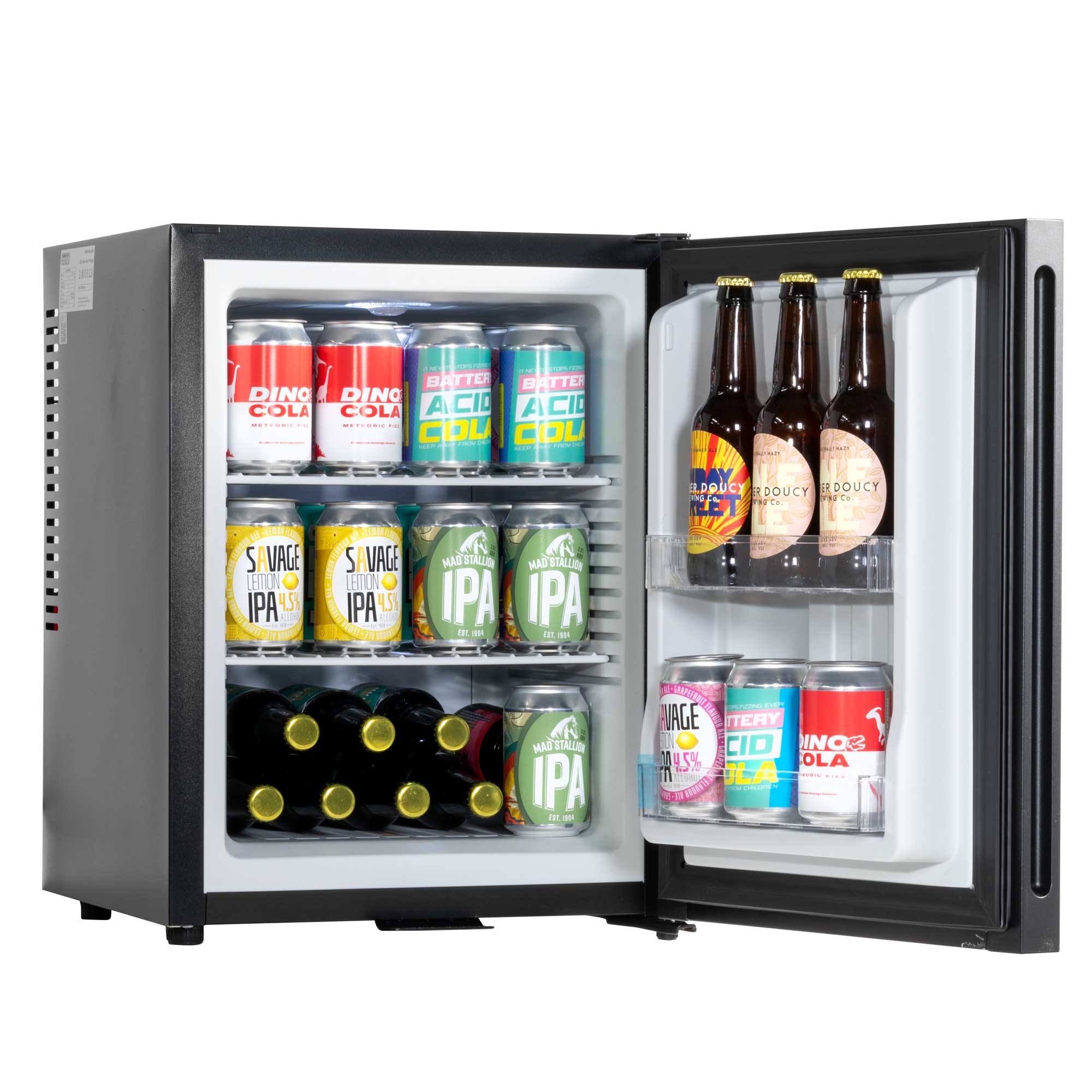 Baridi 35L Ultra Quiet Mini Fridge for Drinks & Wine with LED Light - Compact Beverage Cooler for Home, Office, Dorm - Energy Efficient Black Refrigerator (Model DH58) - Perfect for Parties, Bedrooms & Small Spaces