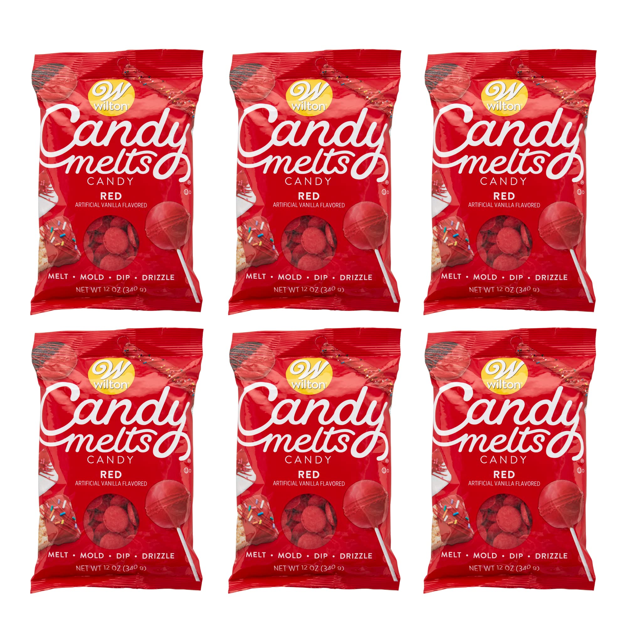 Wilton Red Candy Melts - 12 oz (Pack of 6) | Premium Candy Coating for Baking, Cake Decorating & Chocolate Dipping | Perfect for Valentine's Day, Christmas & Birthday Party Treats