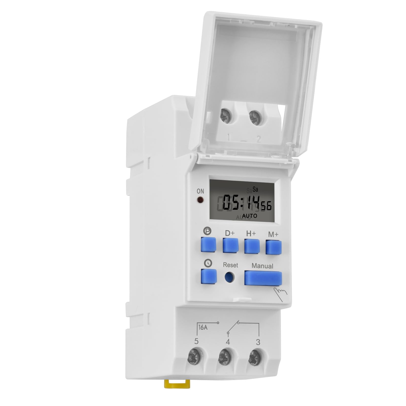 Digital LCD Power Weekly Programmable Timer Relay Switch 16A SPST 35mm DIN Rail - AC220-240V for Home Automation & Industrial Control | Perfect for Lighting, HVAC & Appliance Scheduling