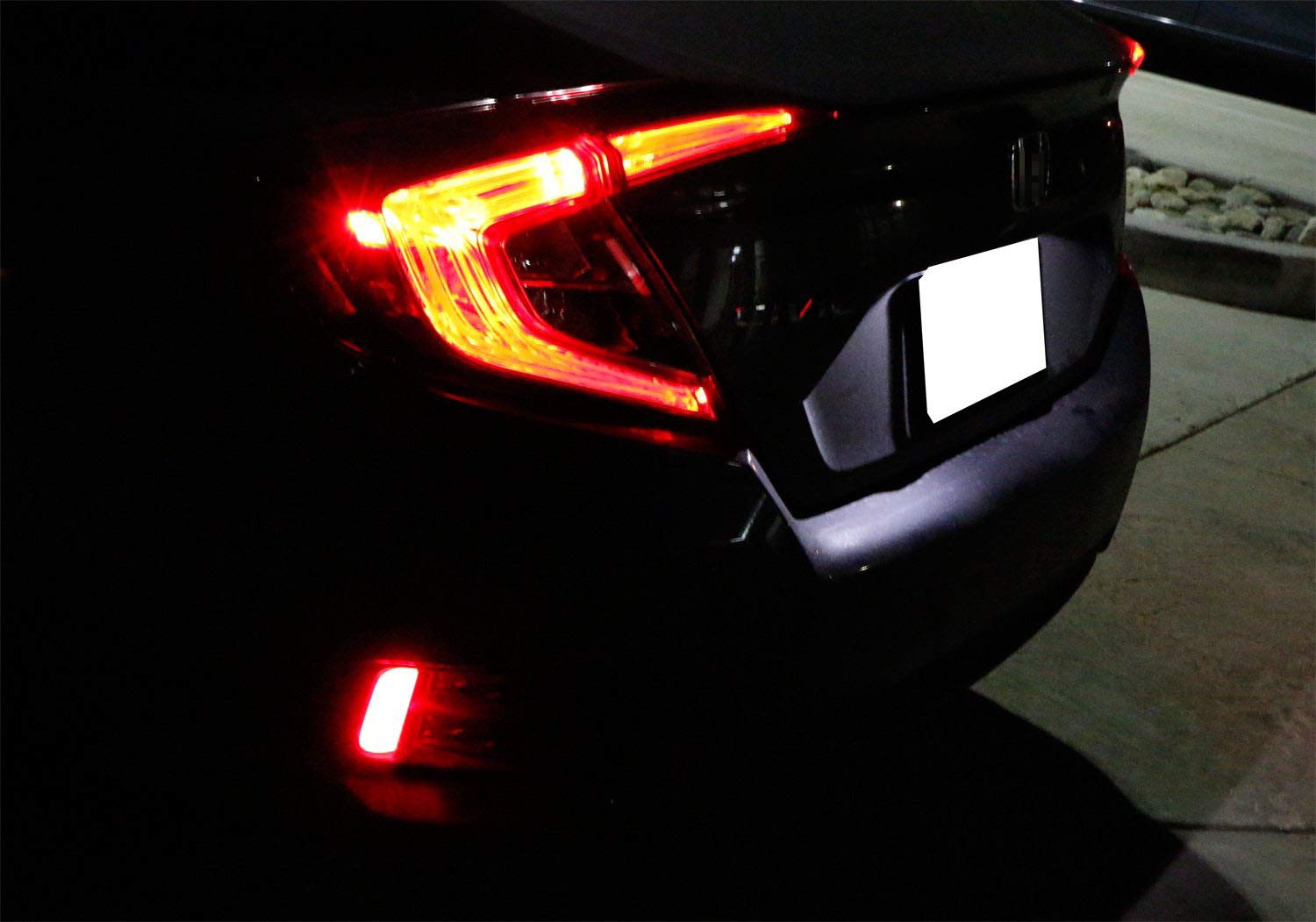 iJDMTOY 54-SMD LED Bumper Reflector Lights - Red Lens for 2016-2021 Honda Civic Sedan/Coupe | Tail Lights, Brake Lights & Rear Fog Lights Replacement | Enhanced Night Visibility & Safety Driving