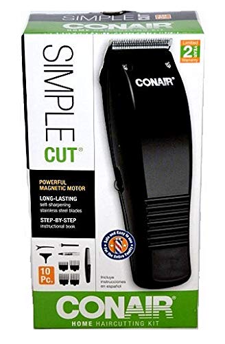 Conair Simple Cut 10-Piece Haircut Kit with Scissors, Comb & Accessories - Professional Home Hair Cutting Set for Men & Women - Perfect for DIY Haircuts & Grooming at Home