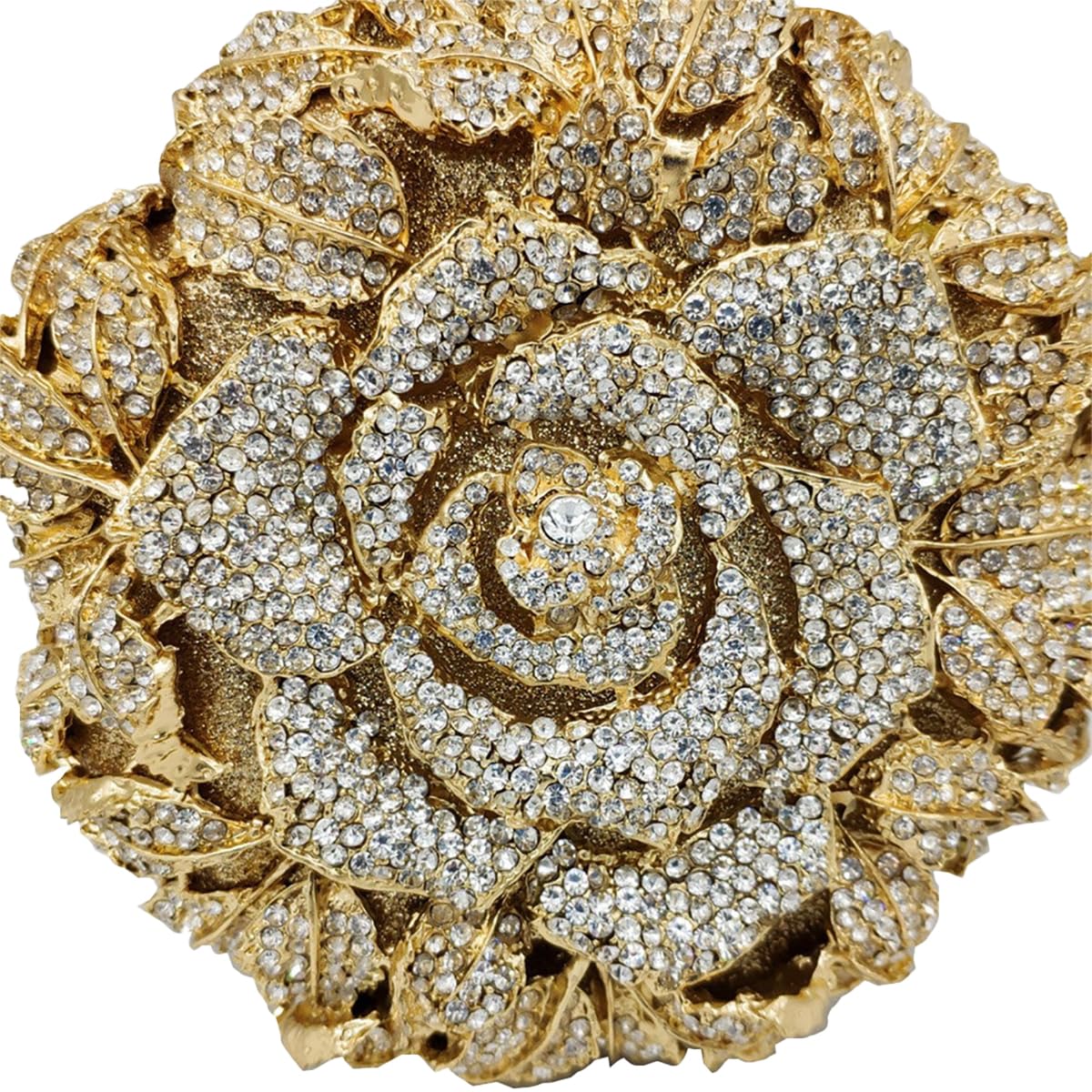 Elegant Rose Flower Evening Clutch Purse for Women - Round Shape Wedding Party Cocktail Handbag | Perfect for Formal Events, Prom Night & Special Occasions