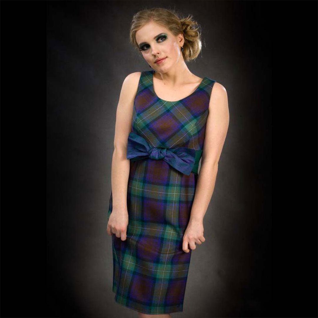 Ariadne Tartan Dress for Women - Vintage Plaid Midi Dress with Puff Sleeves | Perfect for Fall, Winter, Holiday Parties & Office Wear