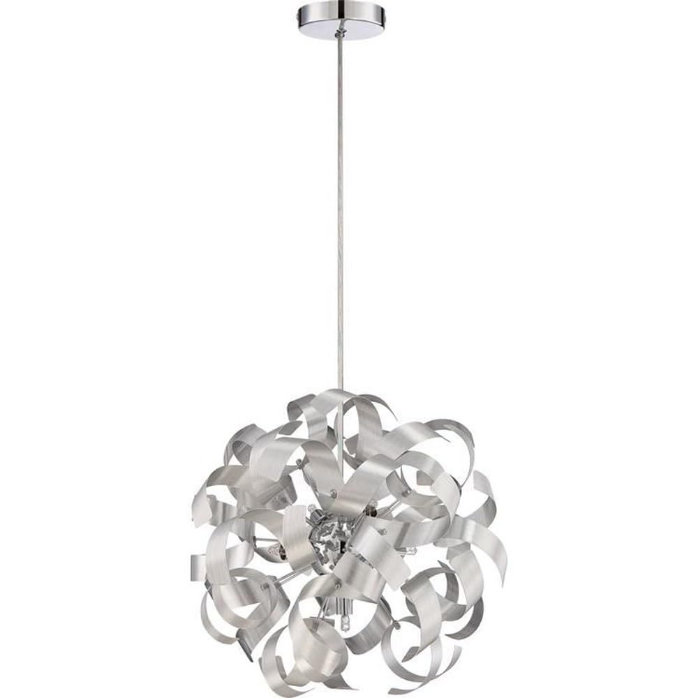 5-Light Modern Pendant Lighting Fixture - Millenia Brushed Nickel Finish - Contemporary Dining Room Chandelier for Kitchen Island, Foyer & Living Room Decor