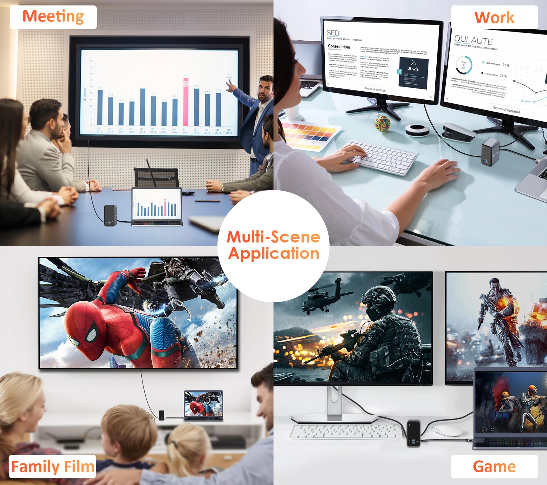 Premium USB C Docking Station Dual Monitor for MacBook Pro/Air - 15-in-1 Laptop Hub with 2x 4K HDMI, 6 USB Ports (USB-A/C), SD/Micro SD, Ethernet, 87W PD 3.0 - Perfect for Home Office & Multi-Screen Workstations