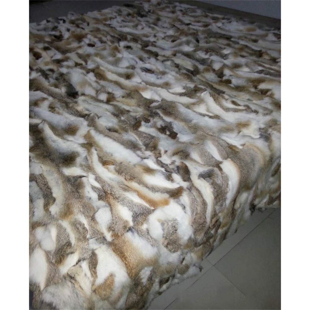 Premium 100% Natural Rabbit Fur Throw Blanket - 22x43 Inches, Luxurious Soft & Durable Tan Bed Cover, Rug, or Carpet Accessory | Perfect for Cozy Winter Nights, Home Decor, and Gift Giving