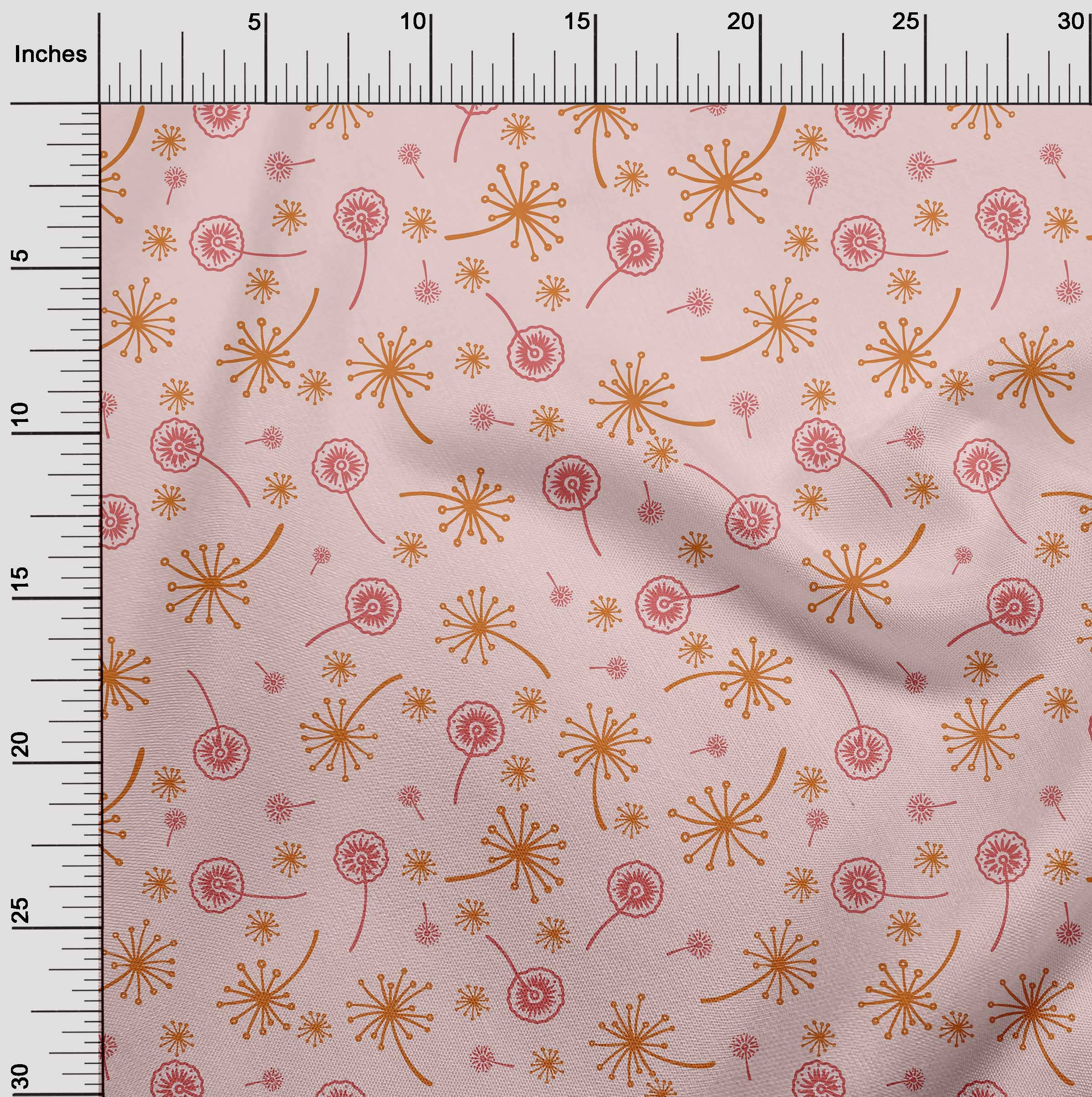 oneOone 100% Cotton Poplin Twill Fabric - Pink Asian Floral Print Dress Material (56