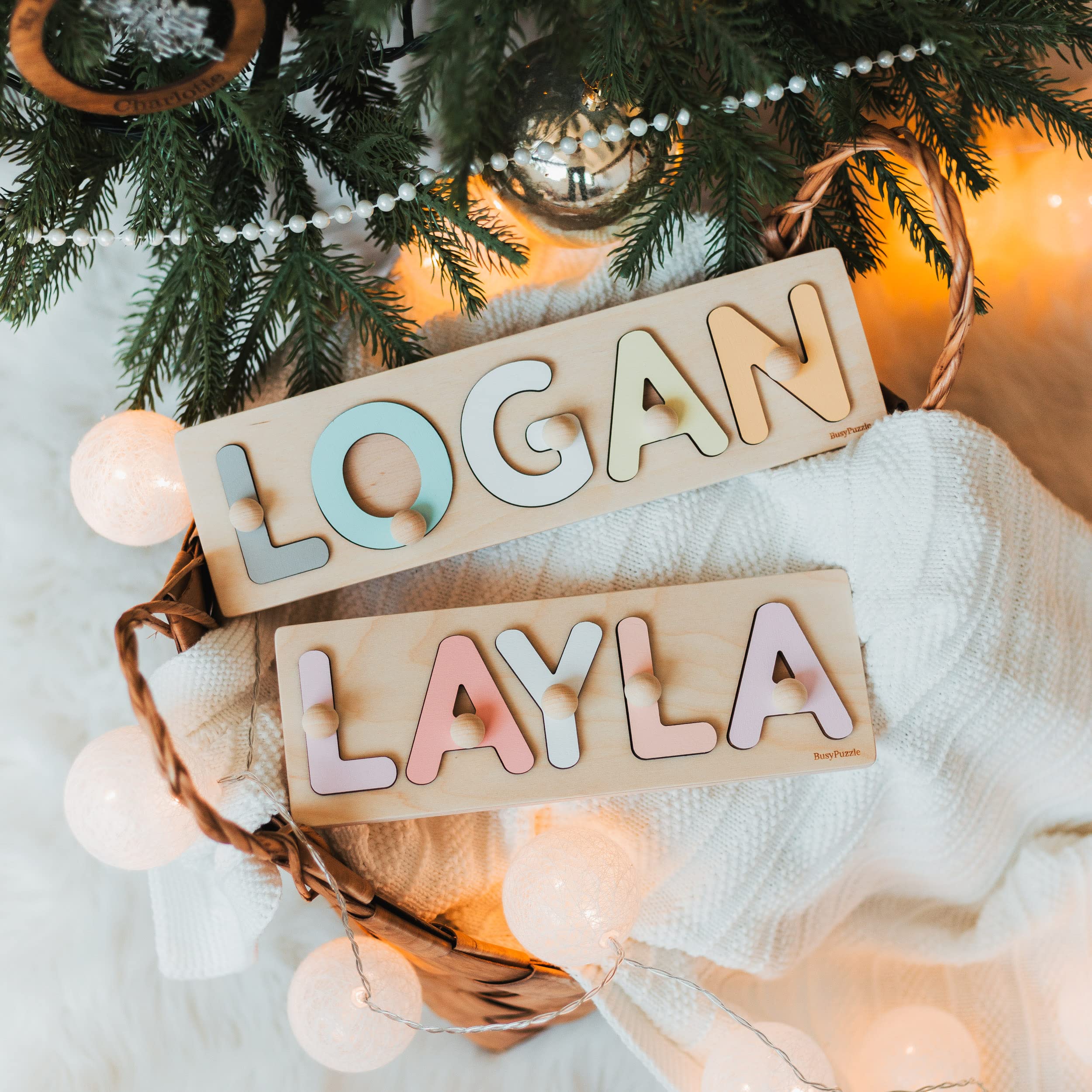 Personalized Wooden Name Puzzle with Pegs - Custom Baby Name Puzzle Toy for 1 Year Old Boys & Girls - Christmas, Birthday & Easter Gift for Toddlers - Educational Learning Toy for Nursery, Playroom & Homeschooling